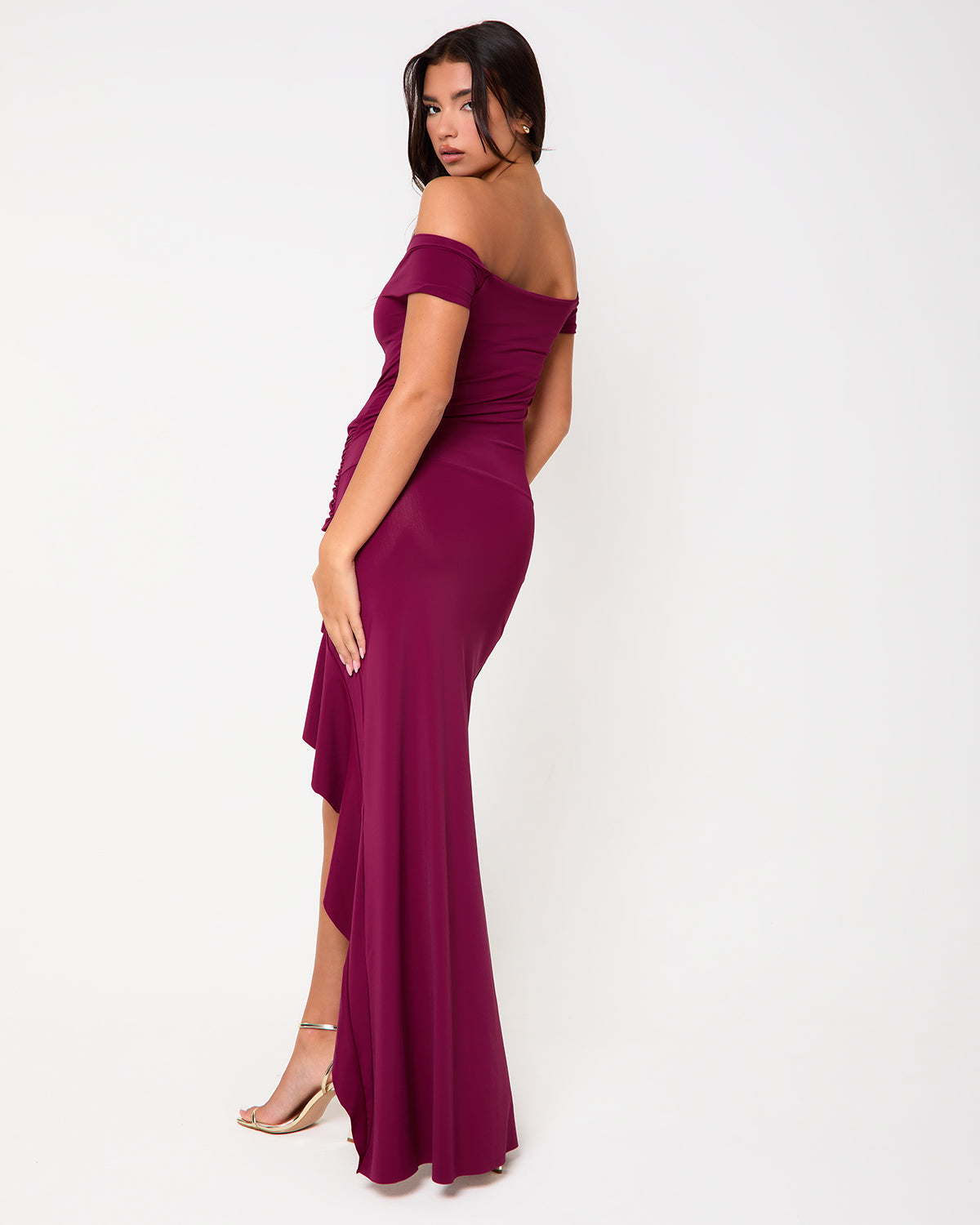 Long Island Off The Shoulder Ruffle Hem Maxi Dress | SIMMI London
