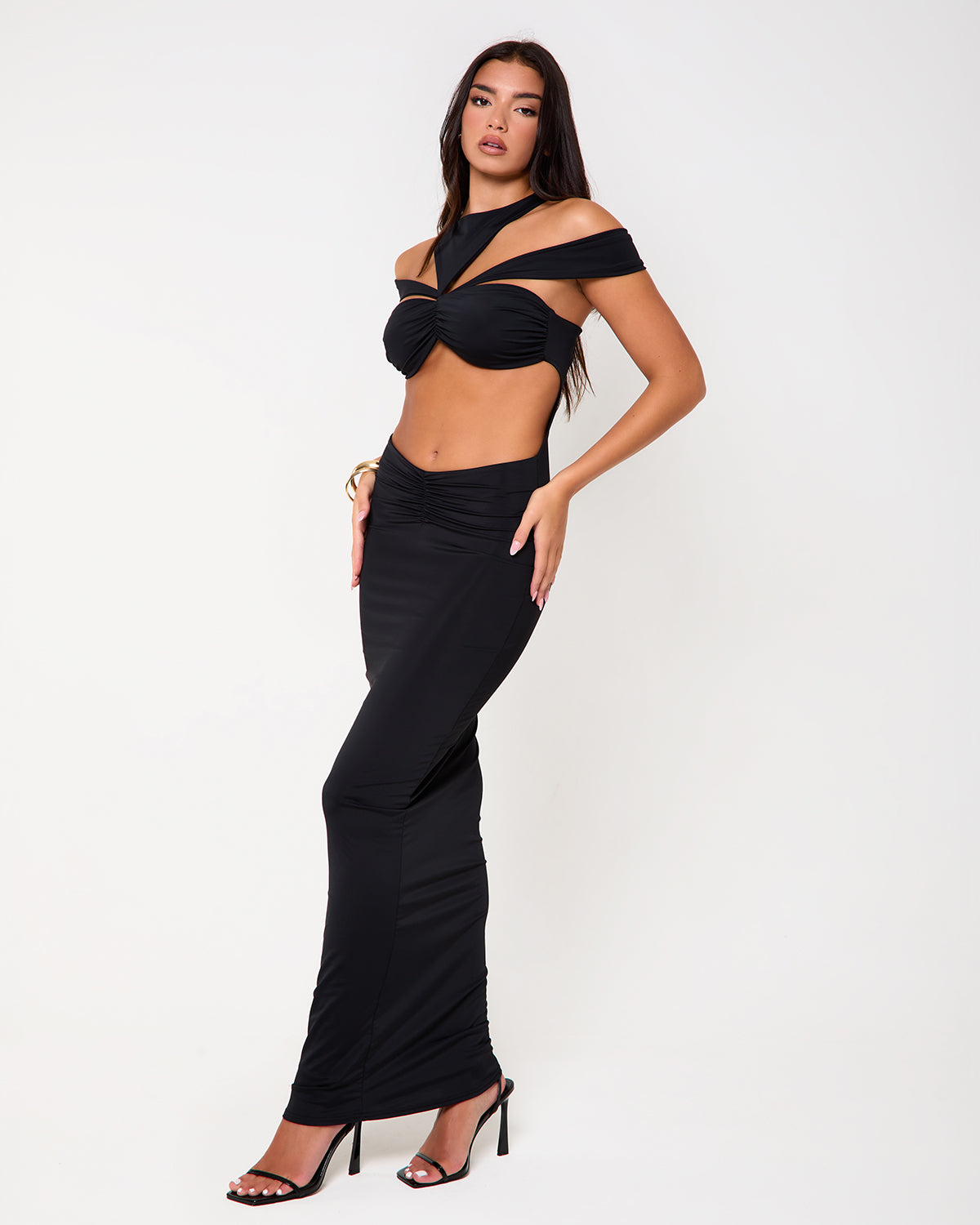 Bronx Black Cut Out Maxi Dress | SIMMI London