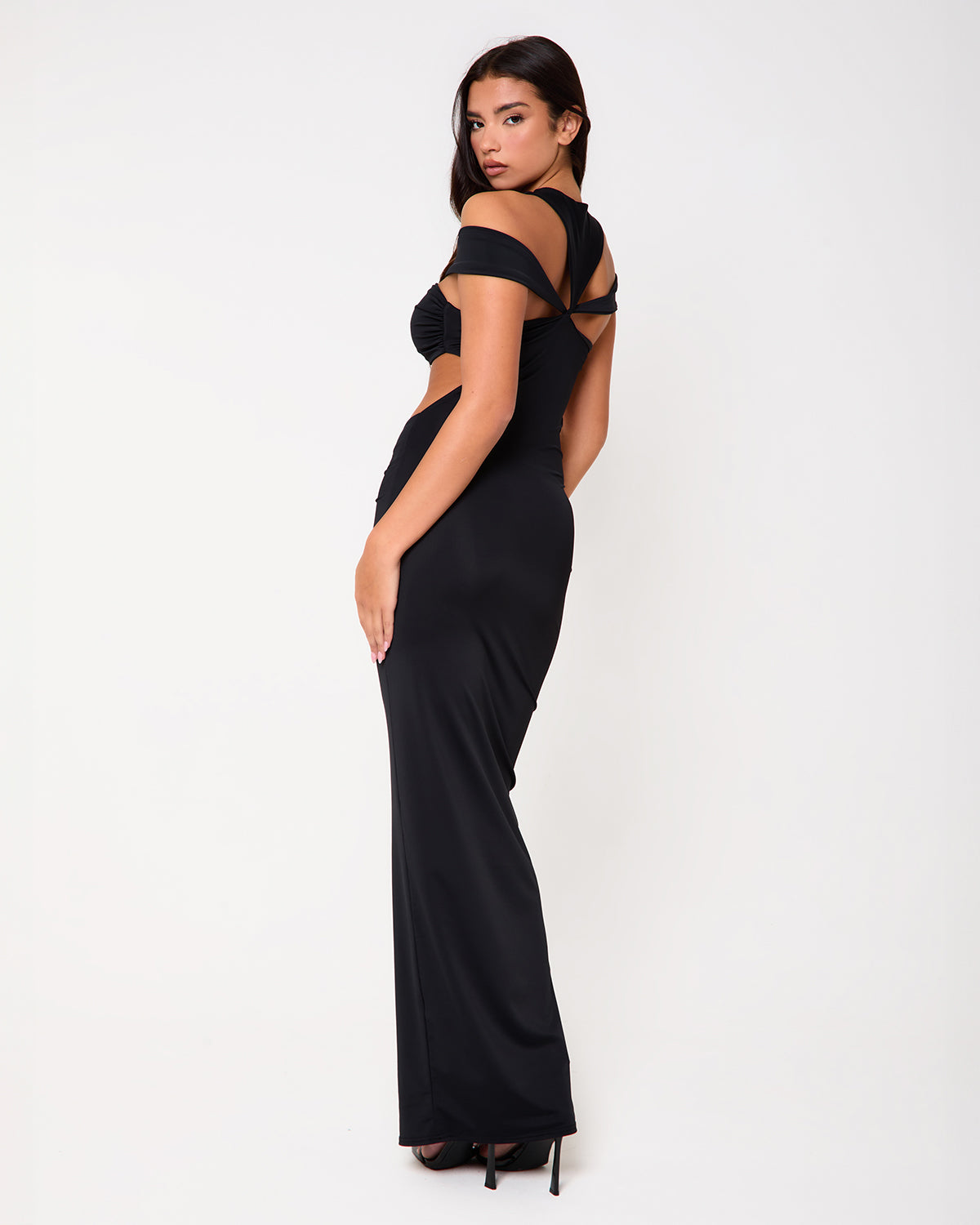 Bronx Black Cut Out Maxi Dress | SIMMI London