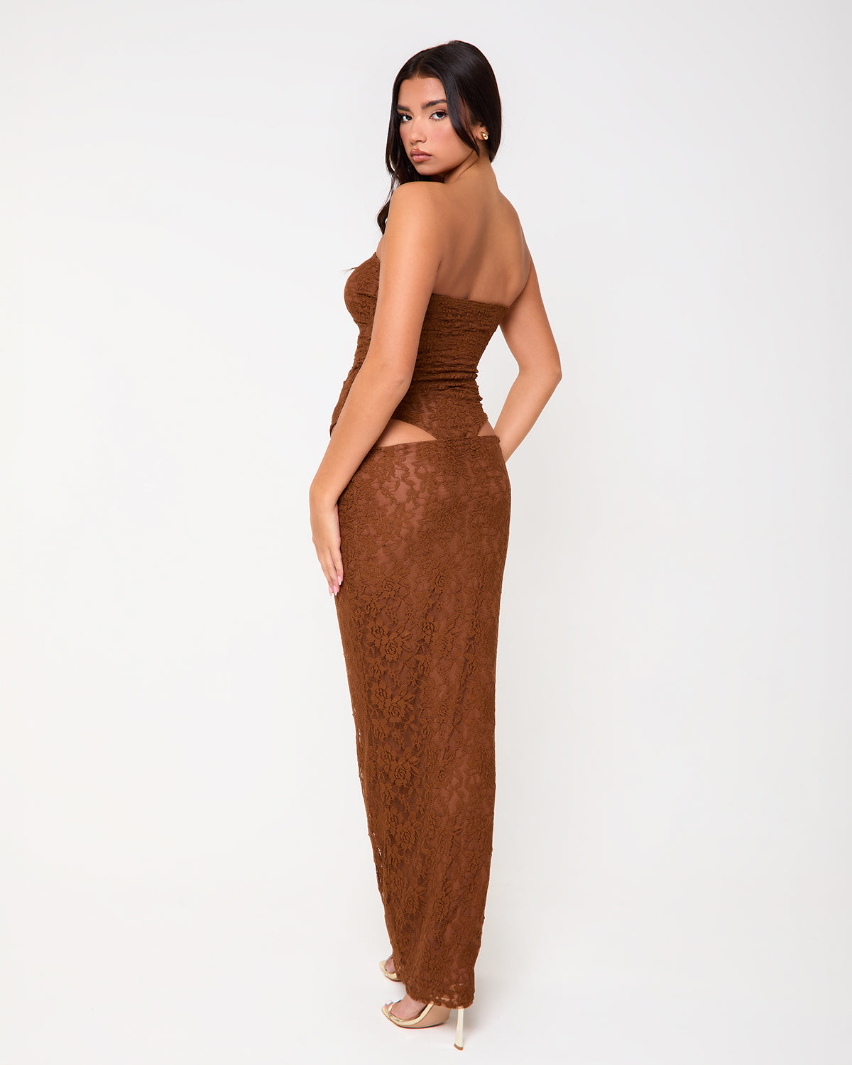 Manhattan Brown Lace Two Piece Set | SIMMI London