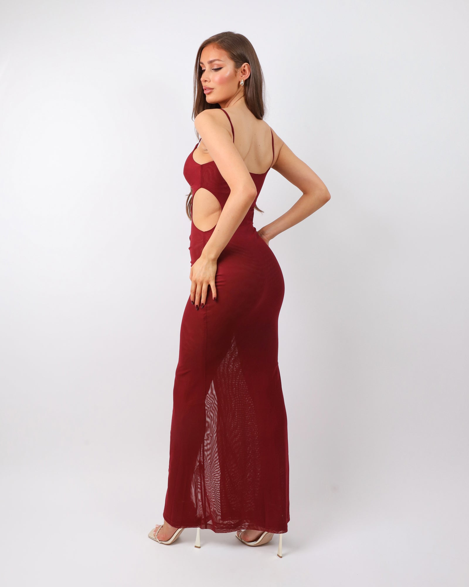 Raye Deep Red Knot Detail Maxi Dress | SIMMI London