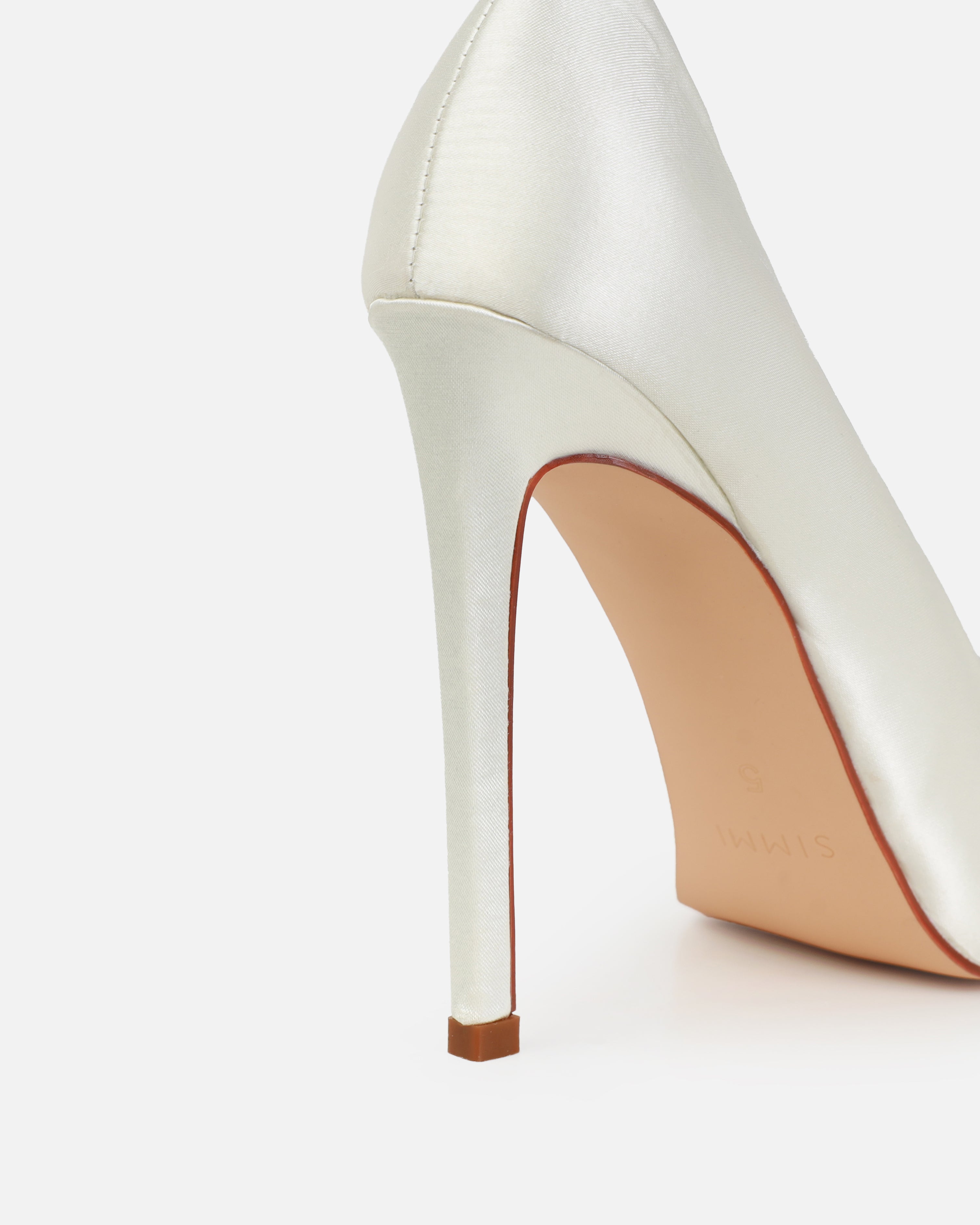 Dionne Crowe Sparkle Ivory Satin Diamante Court Shoes | SIMMI London