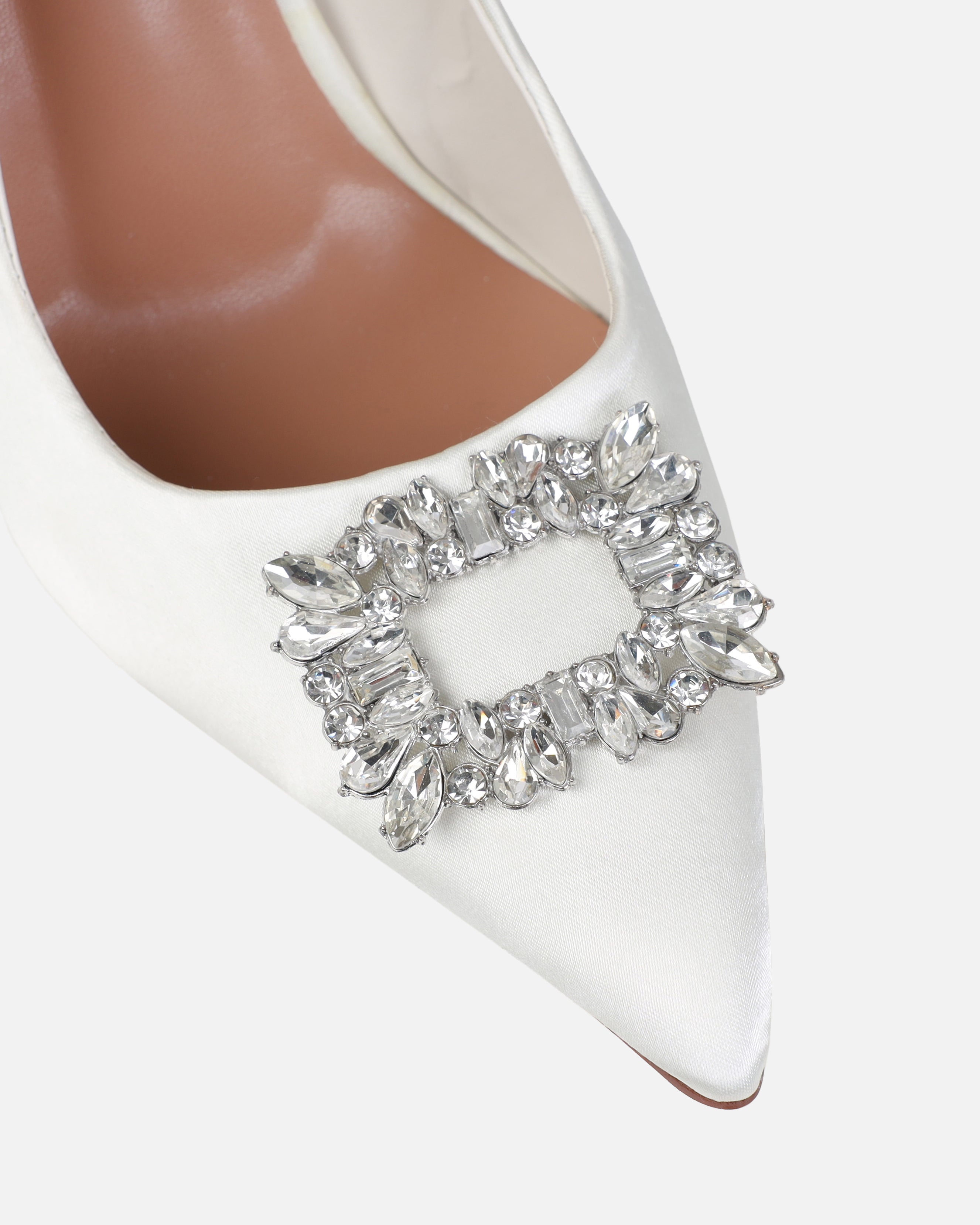 Dionne Crowe Sparkle Ivory Satin Diamante Court Shoes | SIMMI London