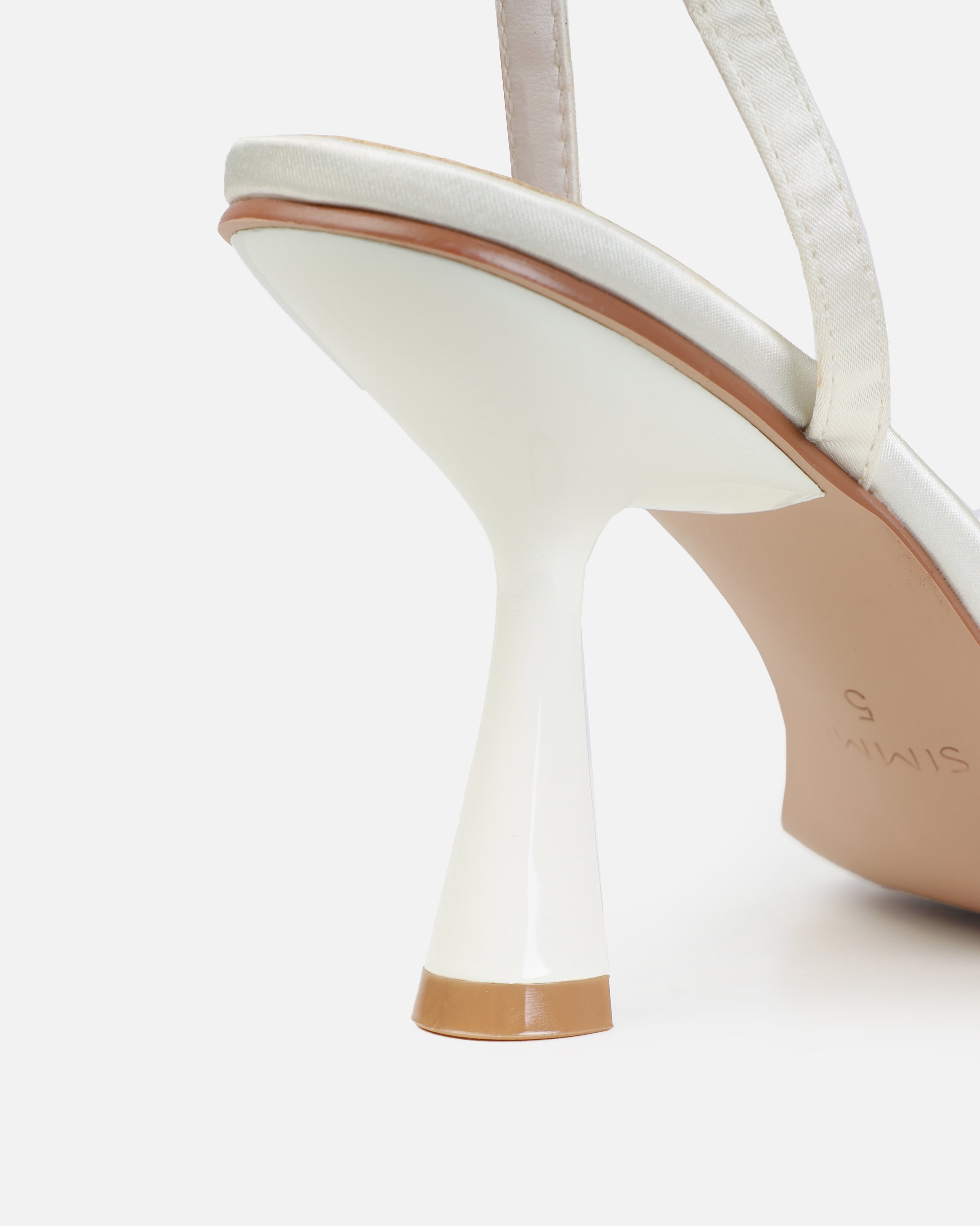Dionne Crowe Diamond Ivory Satin Diamante Bow Mid Heels | SIMMI London