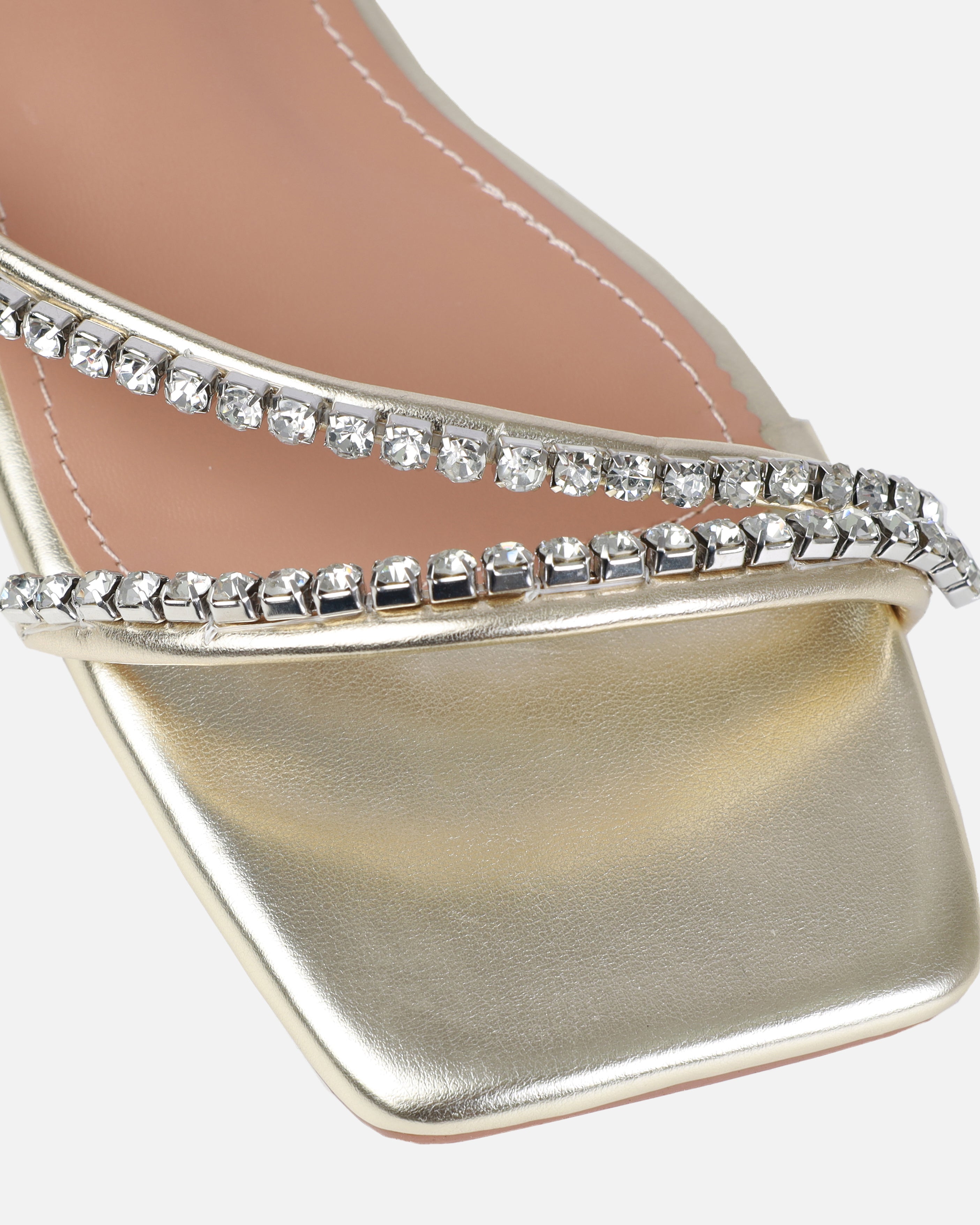 Dionne Crowe Forever Gold Diamante Flat Sandals | SIMMI London