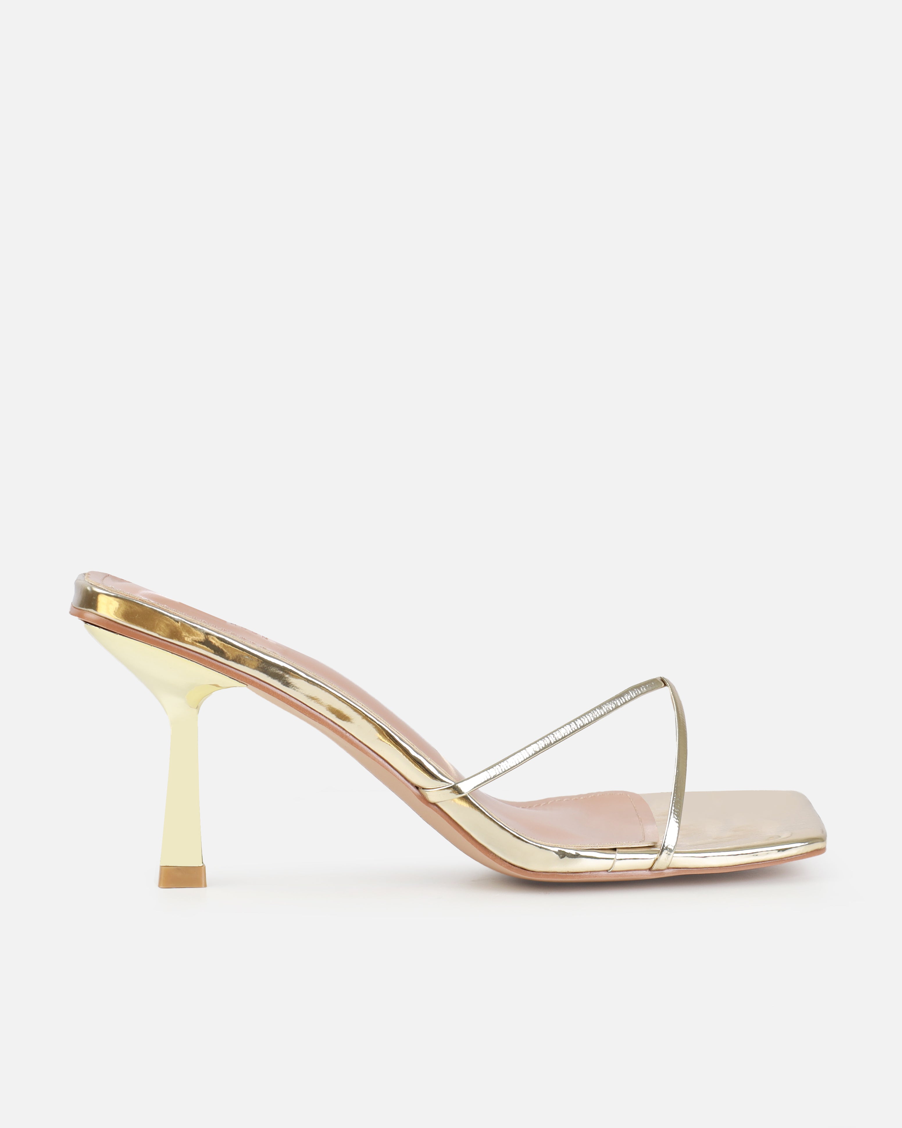 Dionne Crowe Corsage Gold Mid Heel Mules | SIMMI London