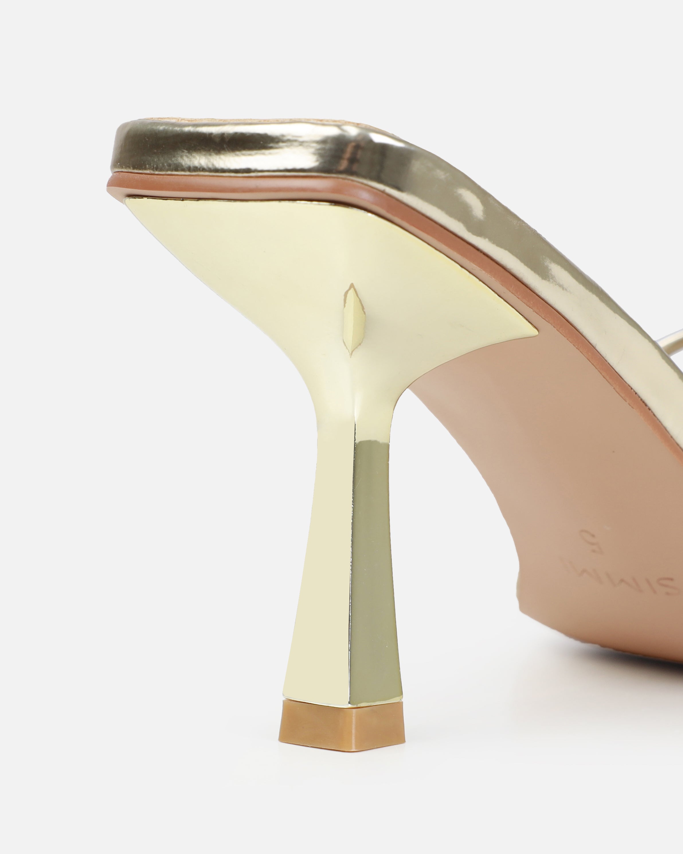 Dionne Crowe Corsage Gold Mid Heel Mules | SIMMI London