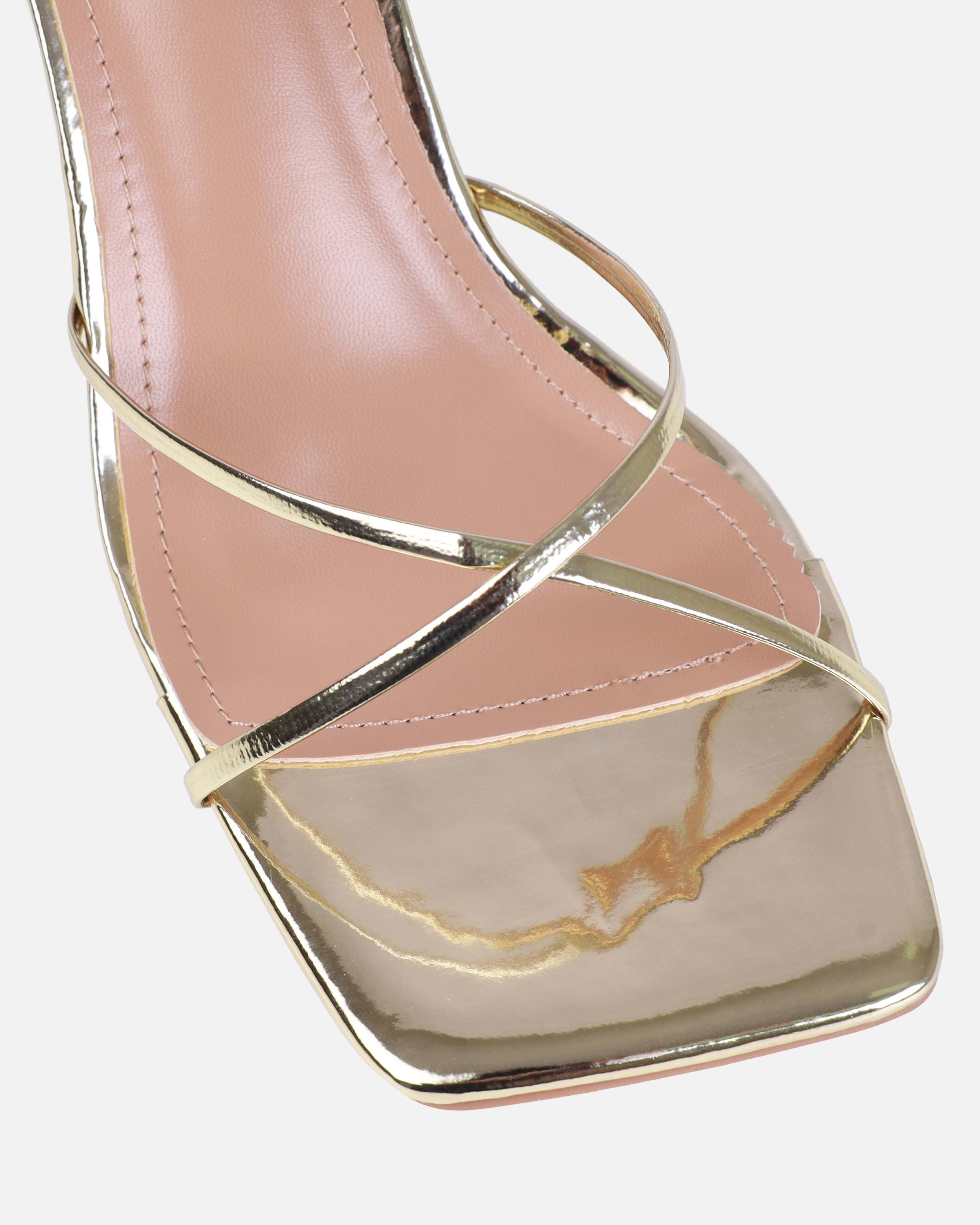 Dionne Crowe Corsage Gold Mid Heel Mules | SIMMI London