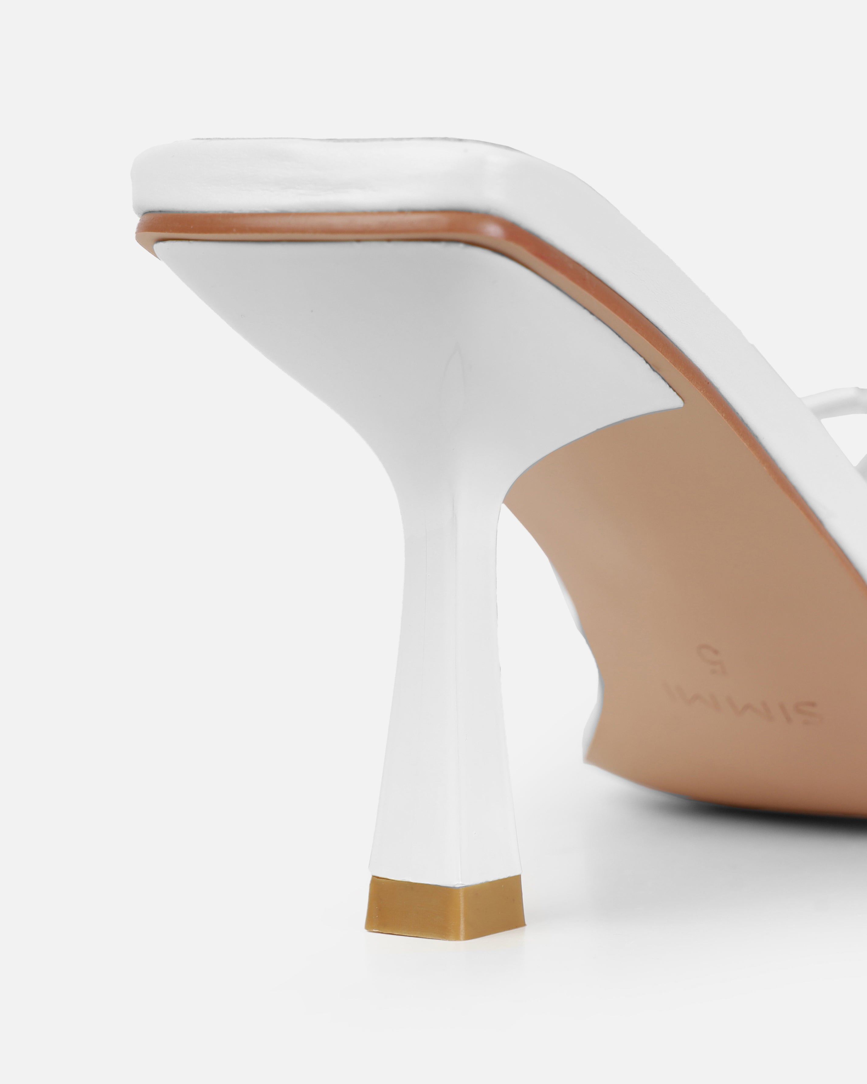 Dionne Crowe Corsage White Mid Heel Mules | SIMMI London