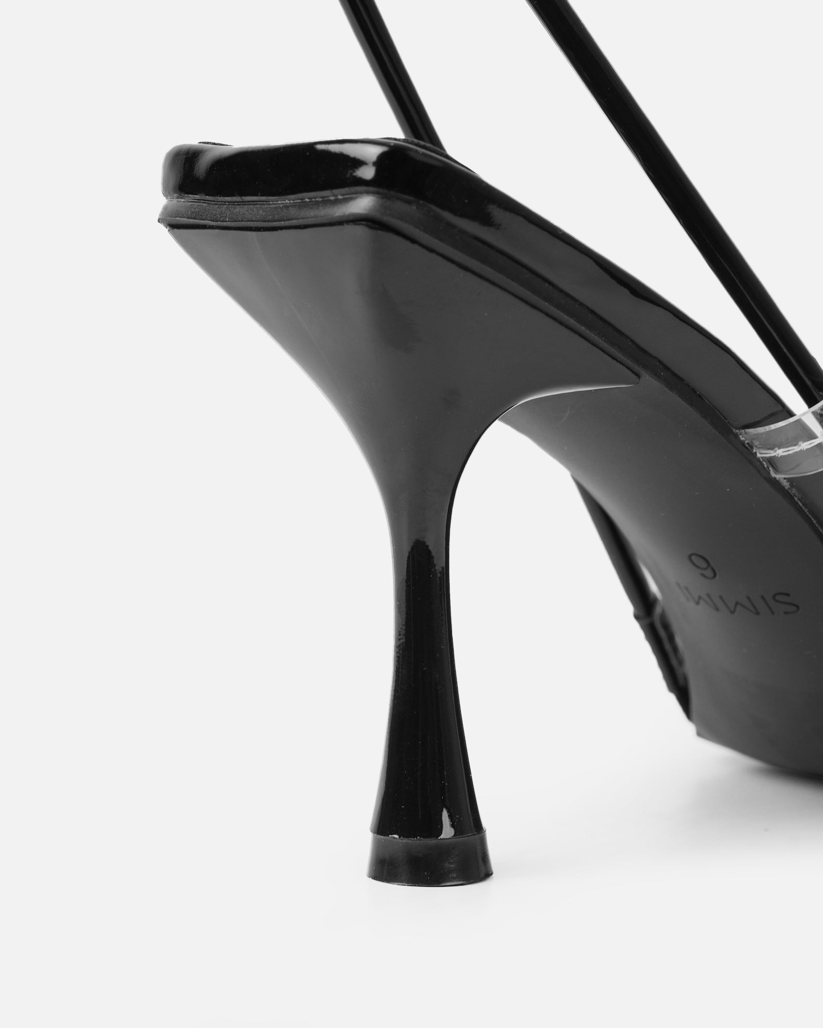 Confetti Black Clear Diamante Mid Heeled Sandals | SIMMI London