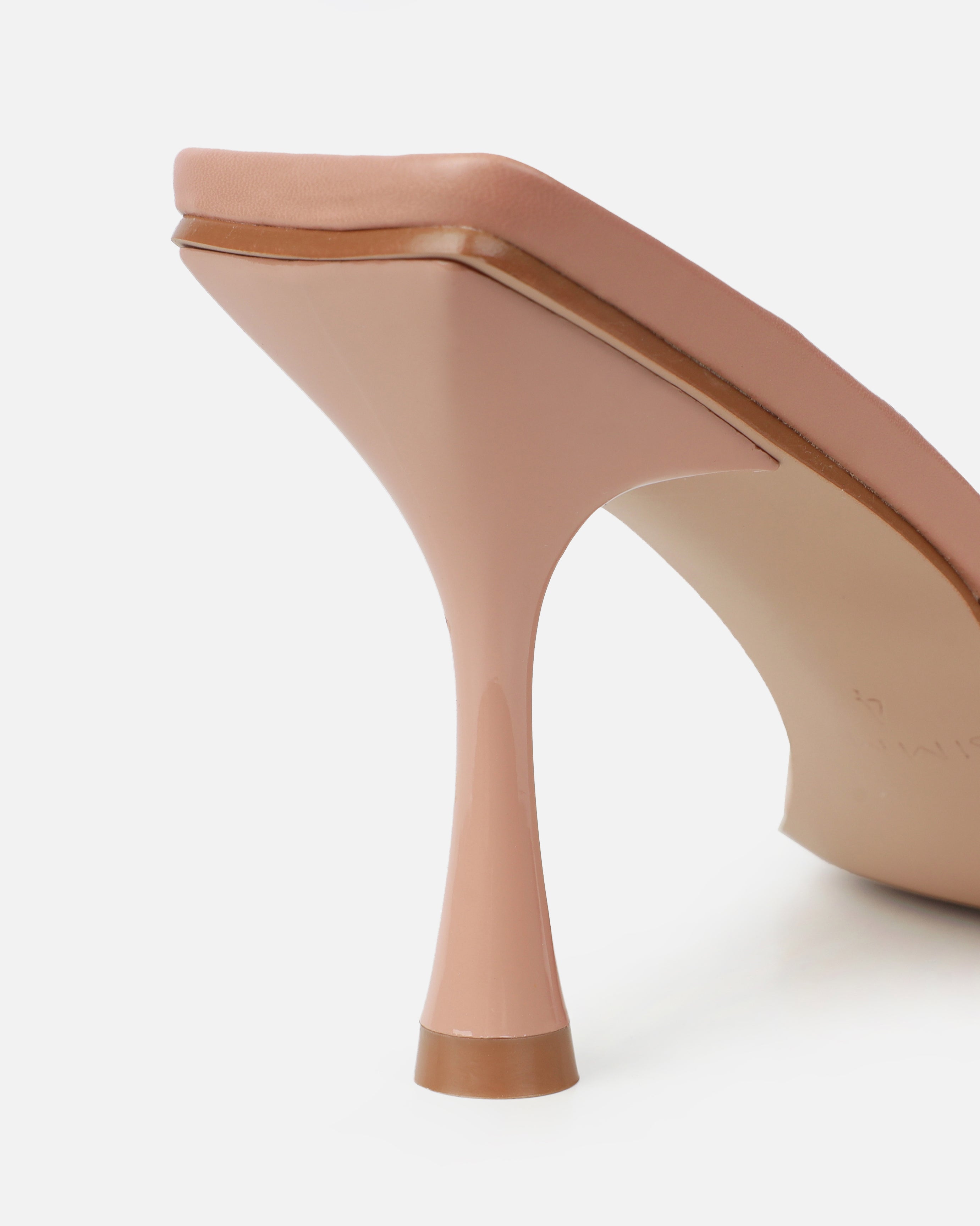 Blushing Nude Diamante Mid Heel Mules | SIMMI London
