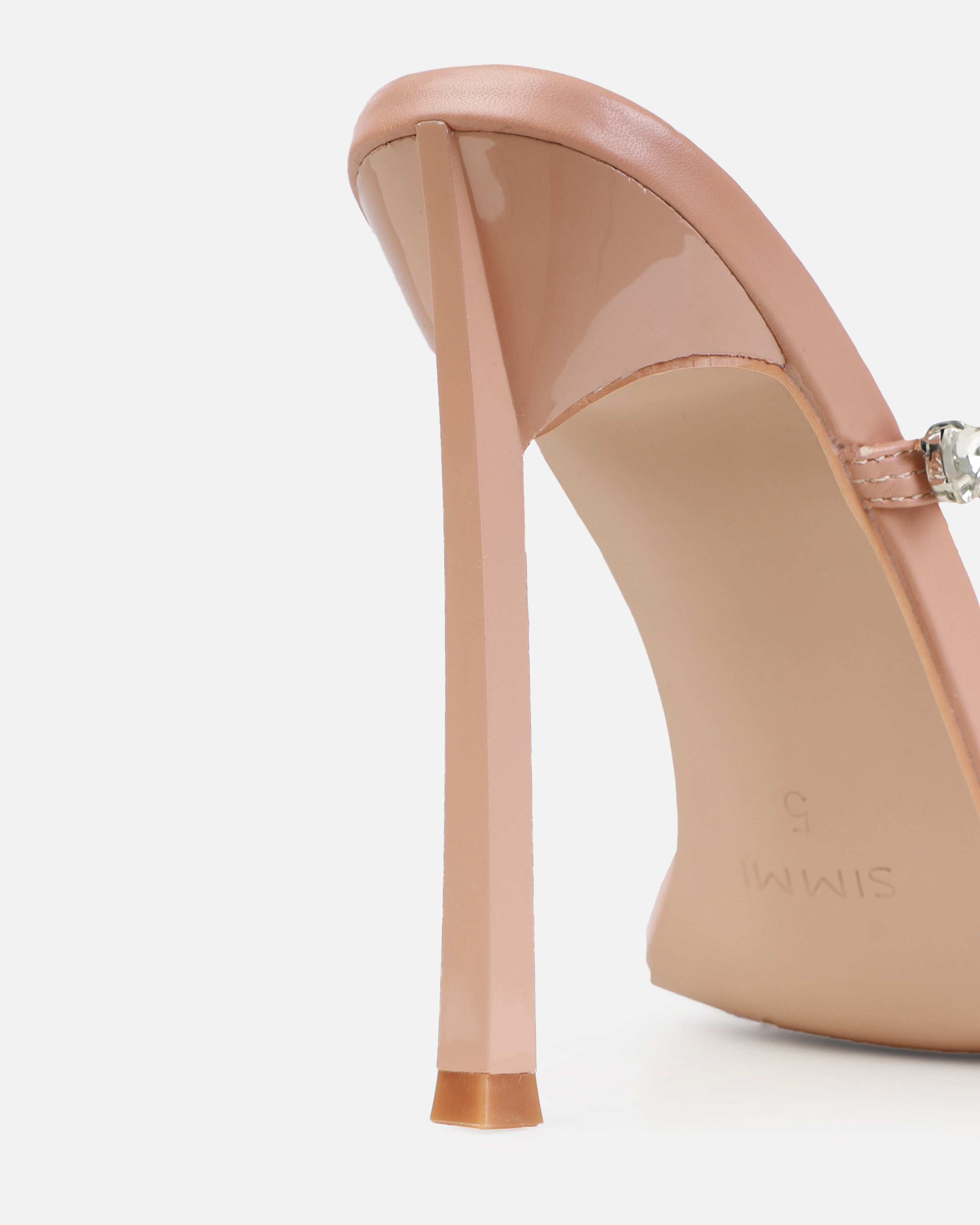 Dionne Crowe Eternal Nude Heart Diamante Mules | SIMMI London
