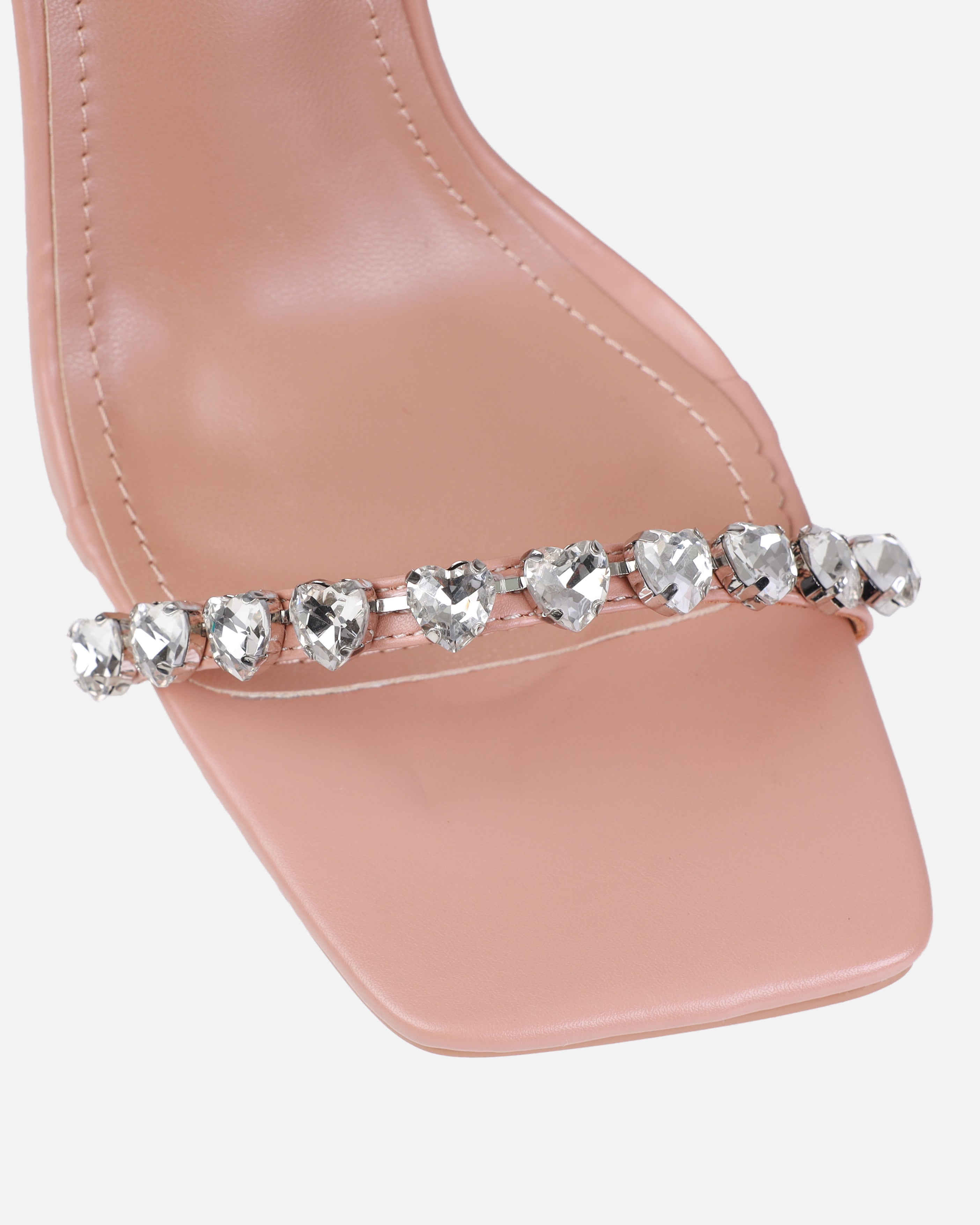 Dionne Crowe Eternal Nude Heart Diamante Mules | SIMMI London