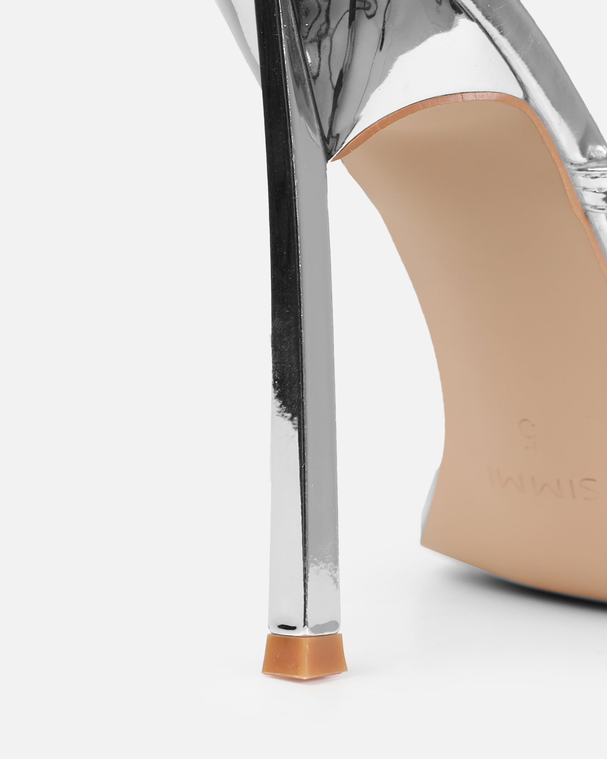 Dionne Crowe Eternal Silver Heart Diamante Mules | SIMMI London