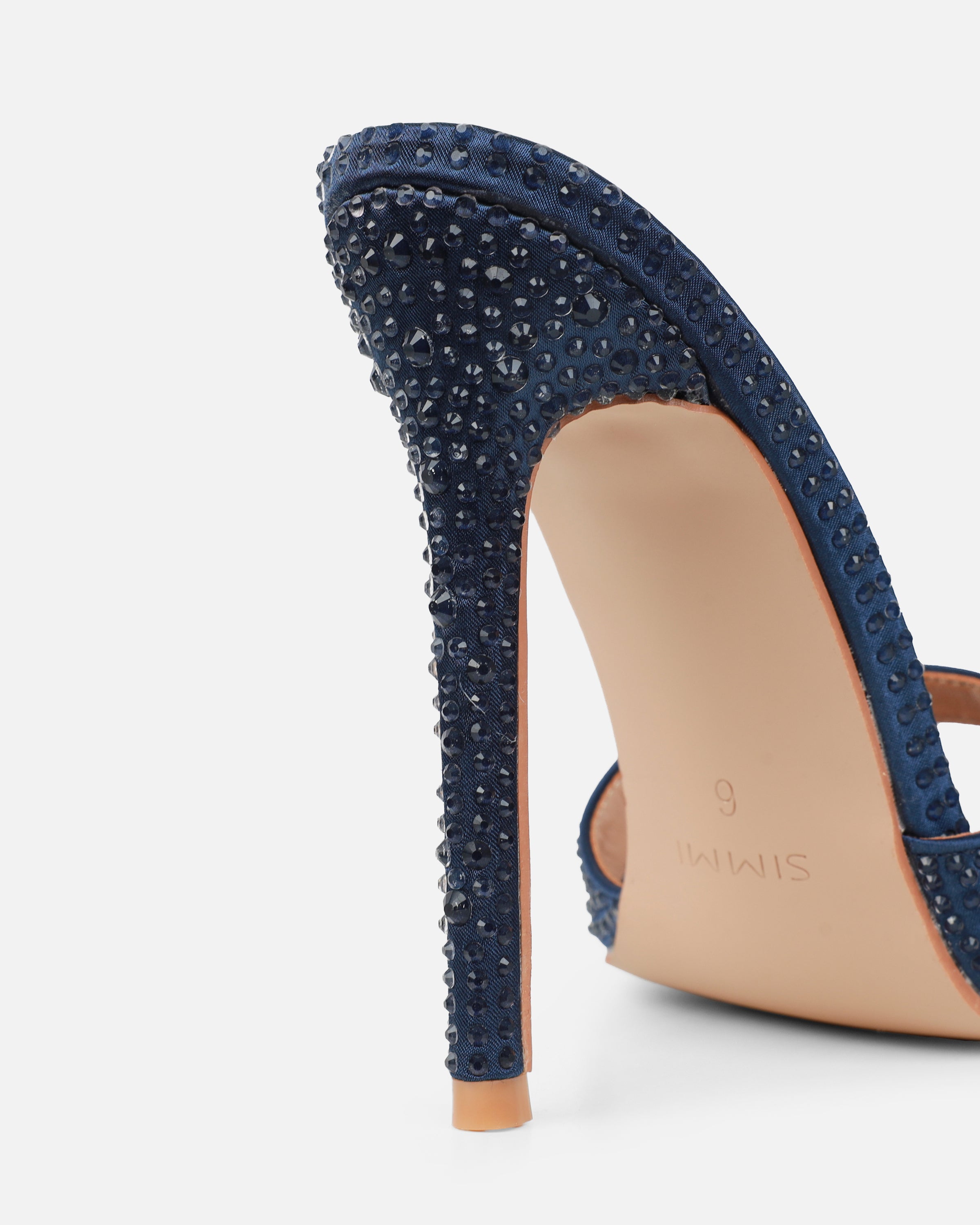Perfect Navy Satin Droplet Stiletto Miles | SIMMI London