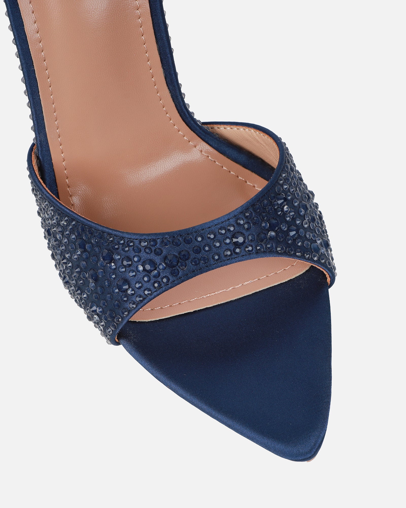 Perfect Navy Satin Droplet Stiletto Miles | SIMMI London