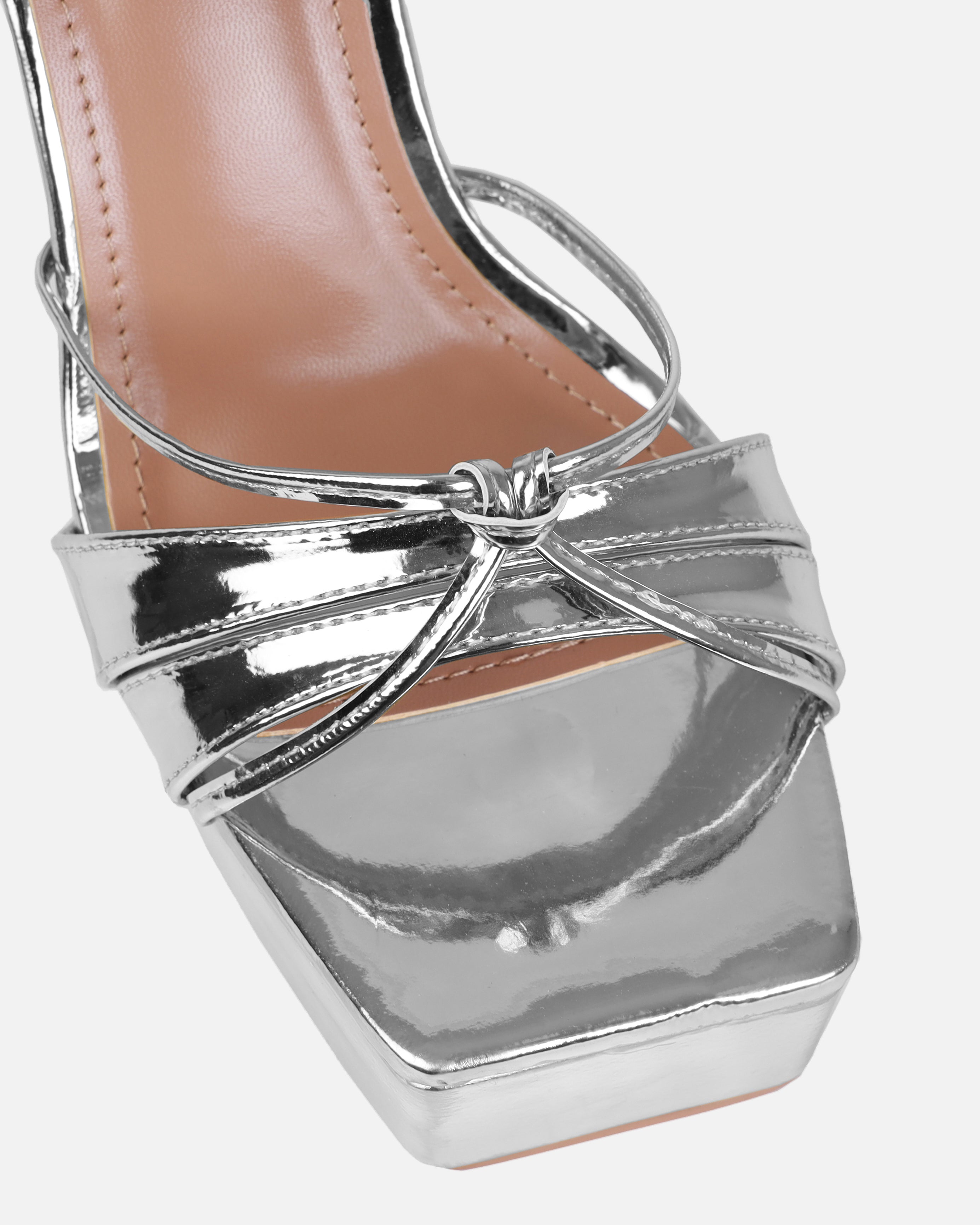 Dionne Crowe Cupcake Silver Platform Block Heels | SIMMI London