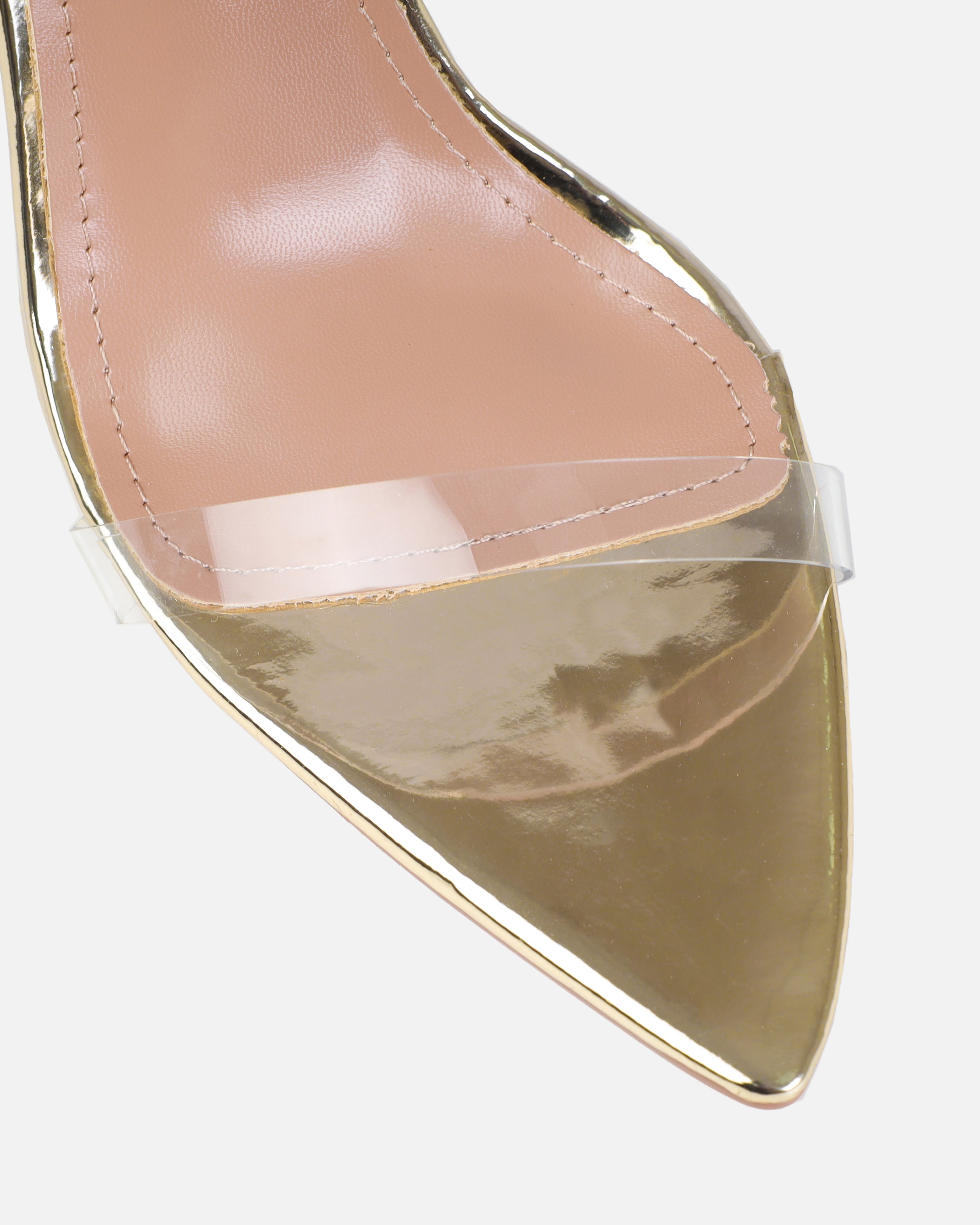 Dionne Crowe Blessed Gold Clear Diamante Heels | SIMMI London