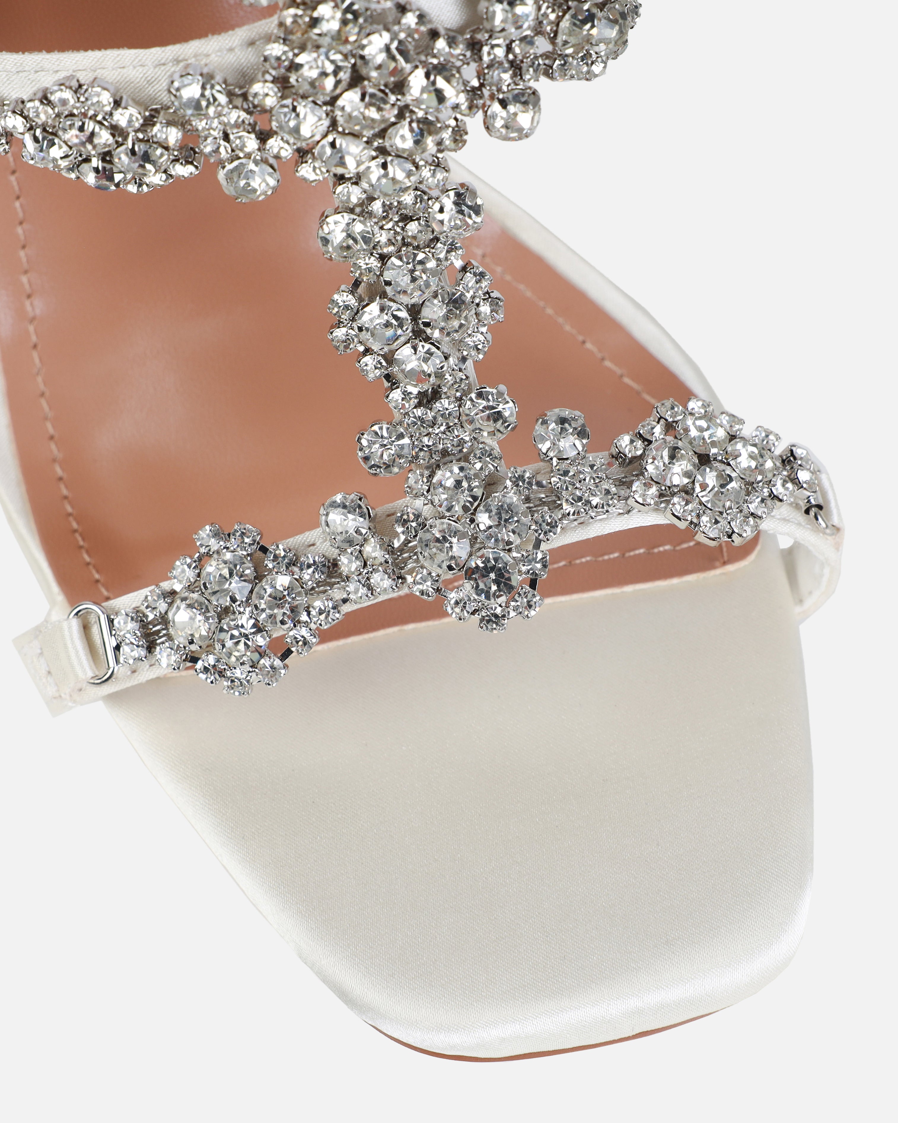 Dionne Crowe Beau Ivory Satin Diamante Heels | SIMMI London