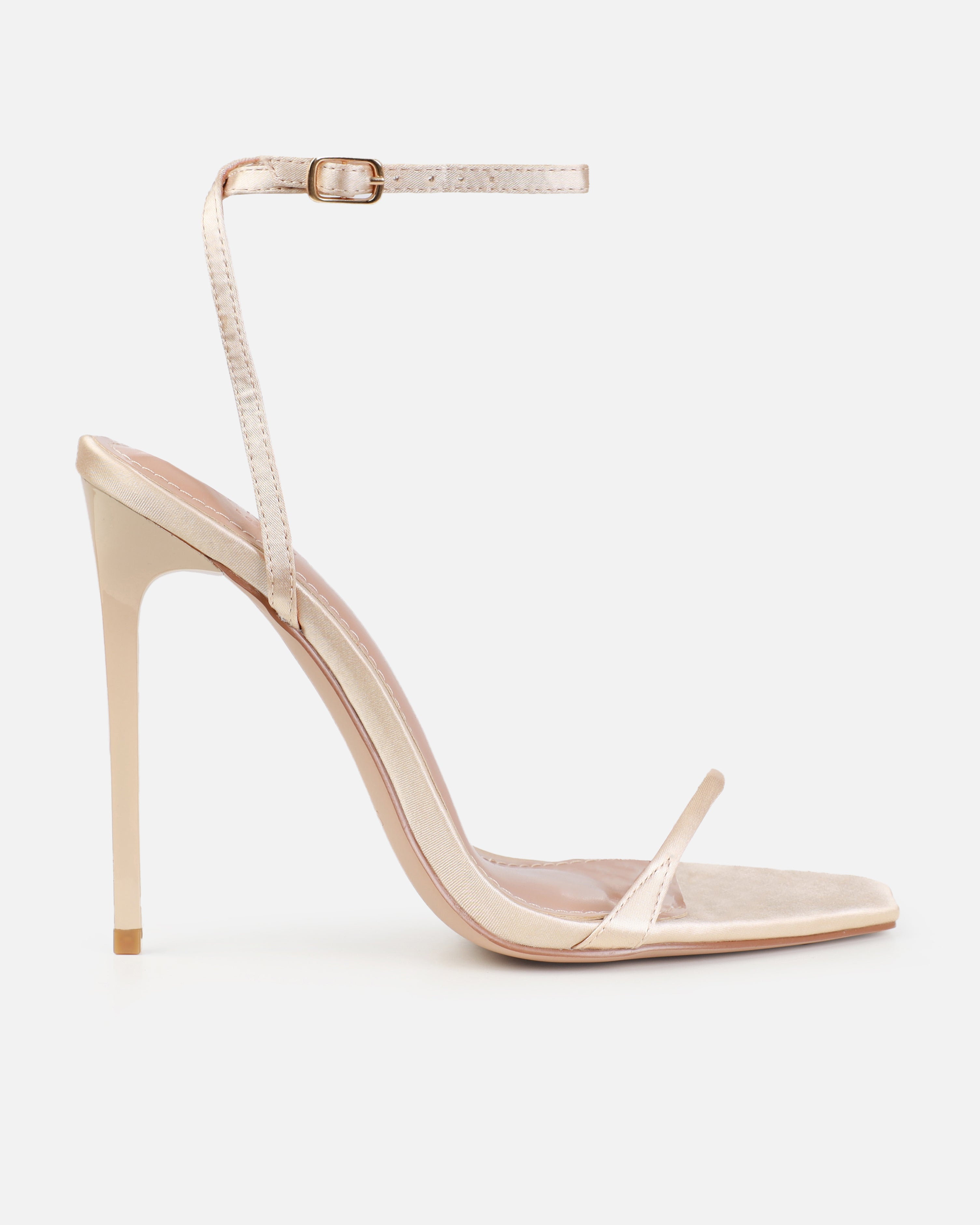 Dionne Crowe Honeymoon Champagne Satin Stiletto Heels | SIMMI London
