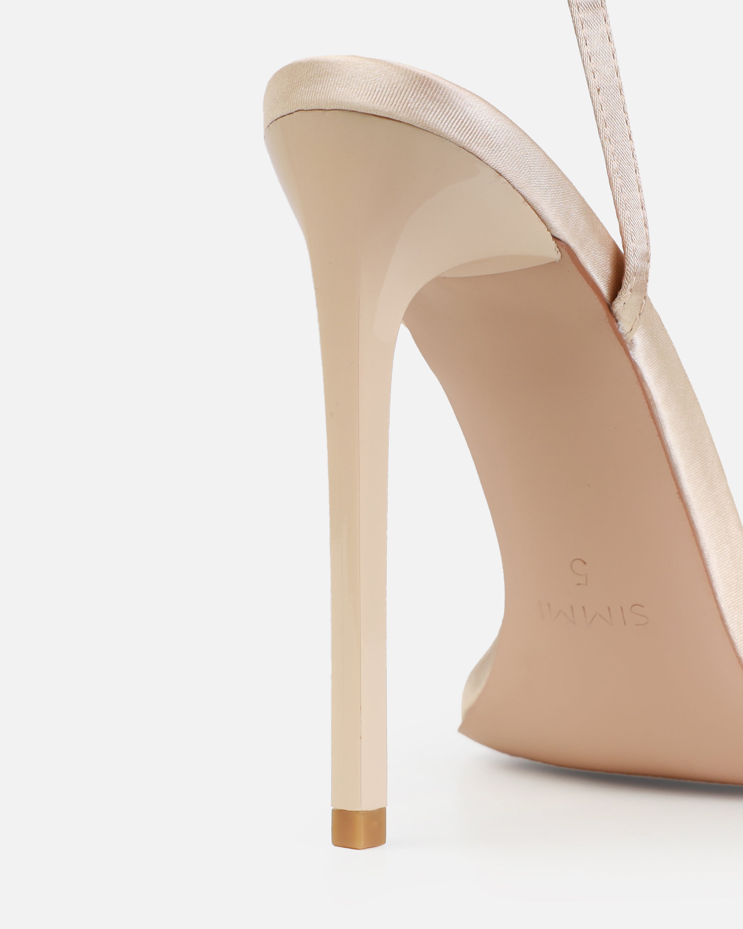 Dionne Crowe Honeymoon Champagne Satin Stiletto Heels | SIMMI London