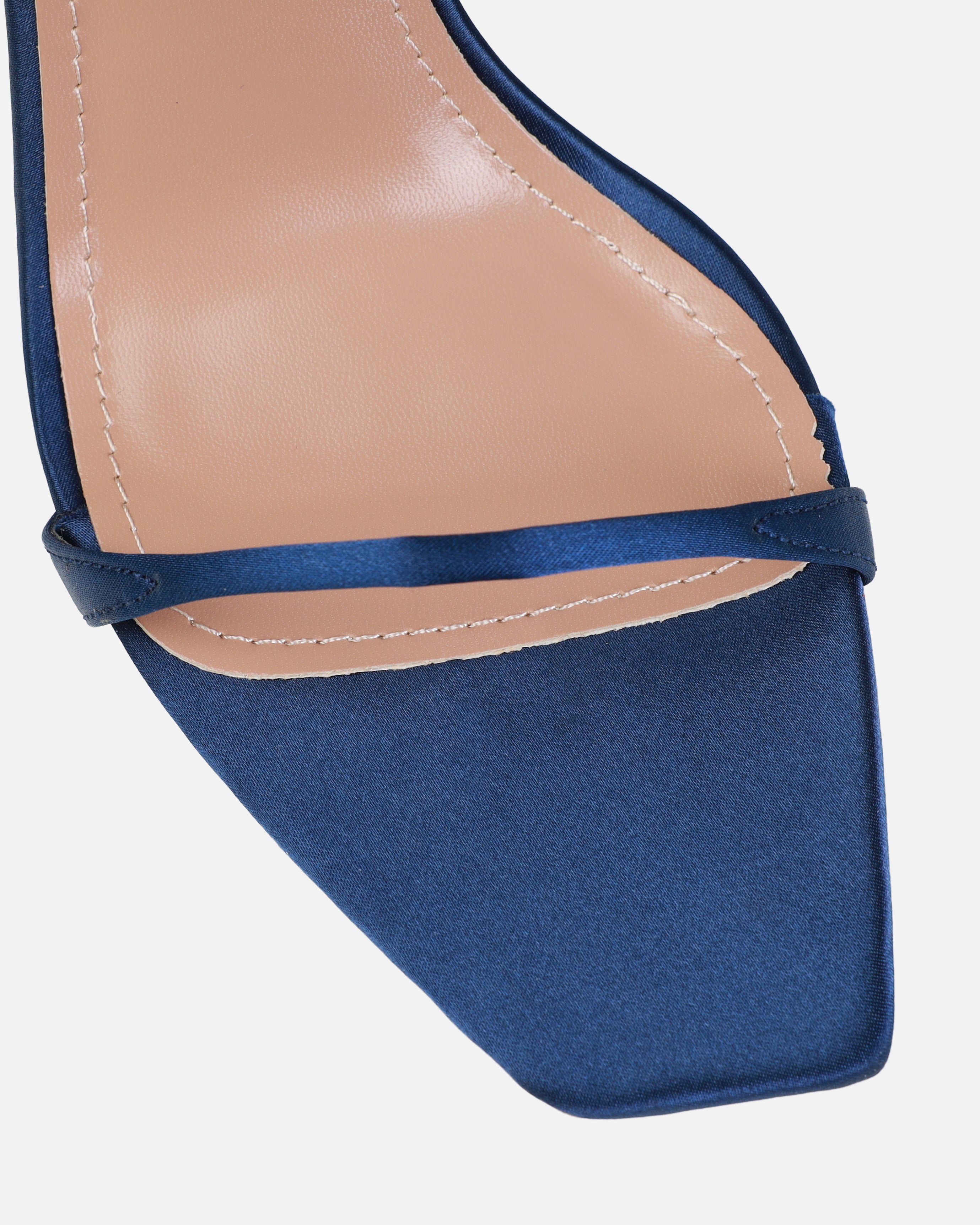 Dionne Crowe Honeymoon Navy Satin Stiletto Heels | SIMMI London