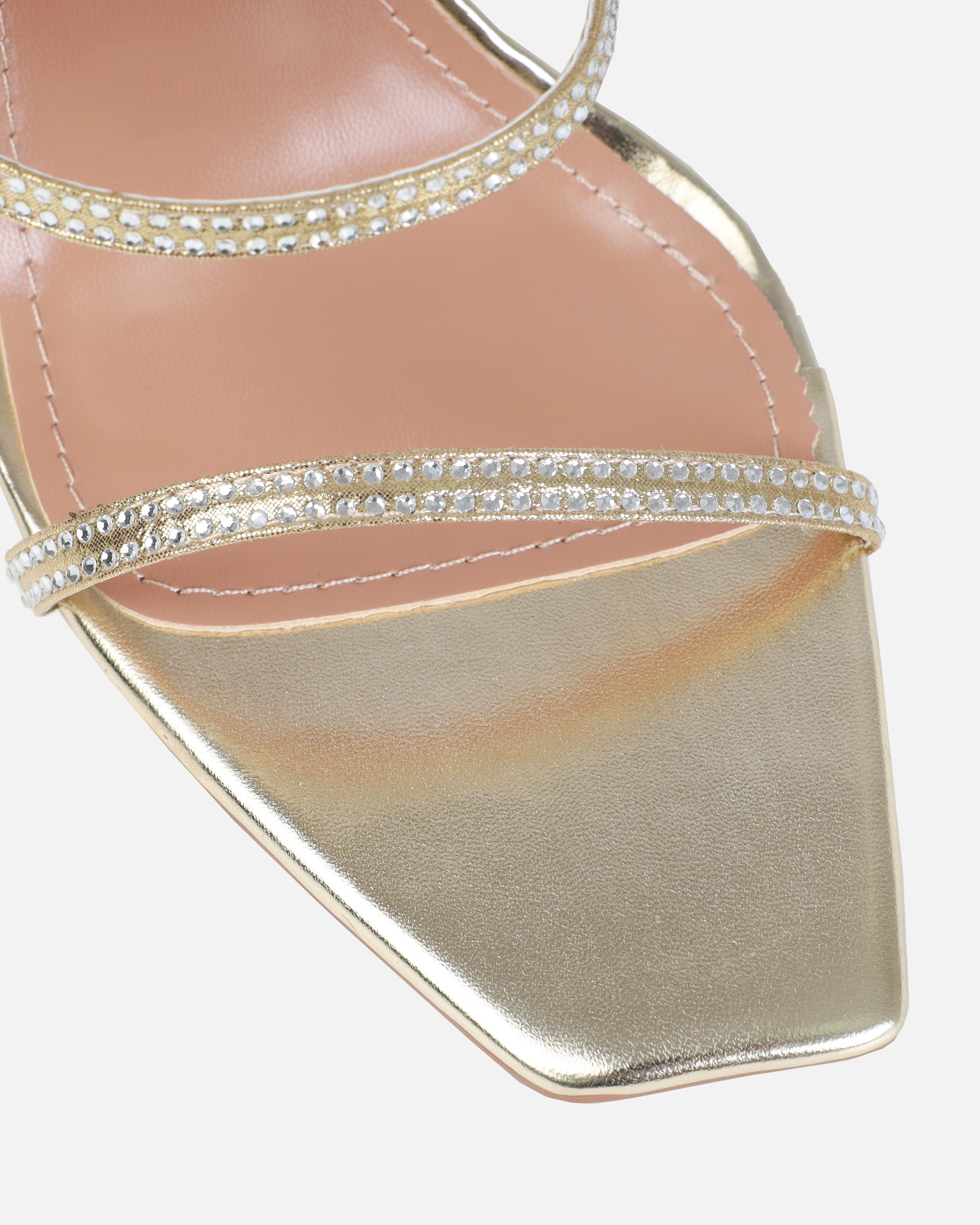 Dionne Crowe Bouquet Gold Diamante Spiral Heels | SIMMI London