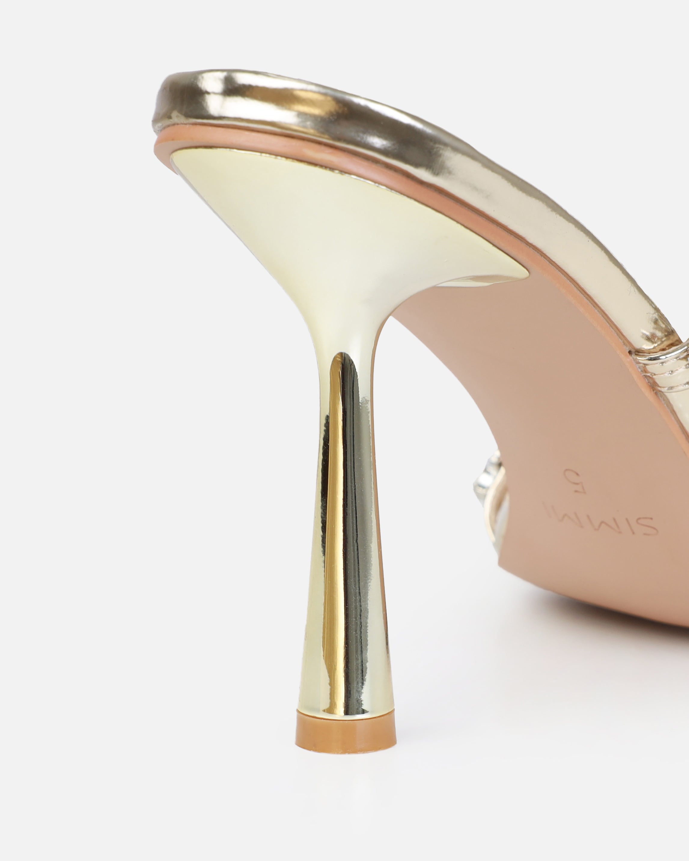 Dionne Crowe Romance Gold Diamante Mules | SIMMI London