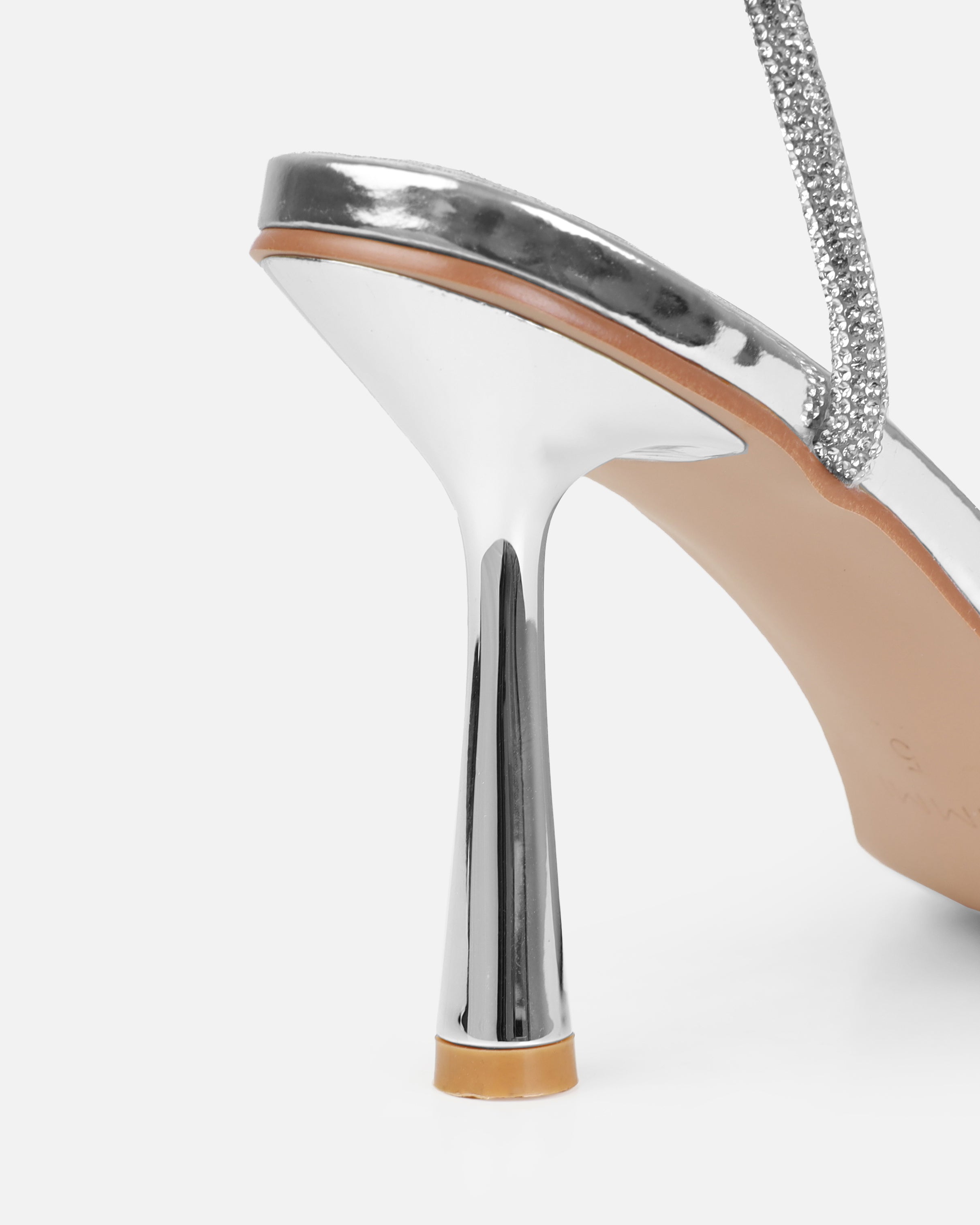 Dionne Crowe Truelove Silver Strappy Diamante Heels | SIMMI London