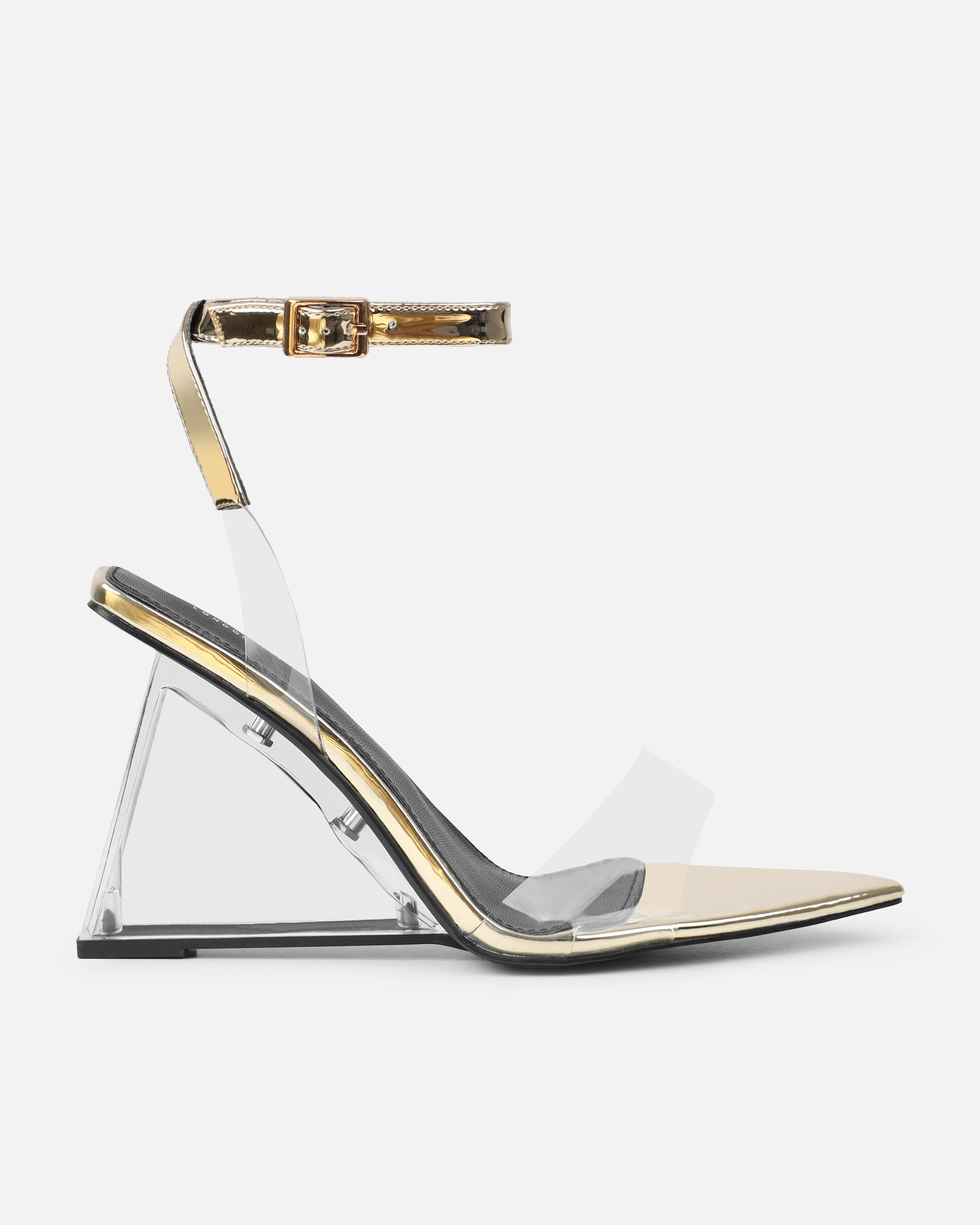 Bali Gold Mirror Clear Wedge Sandals | SIMMI London