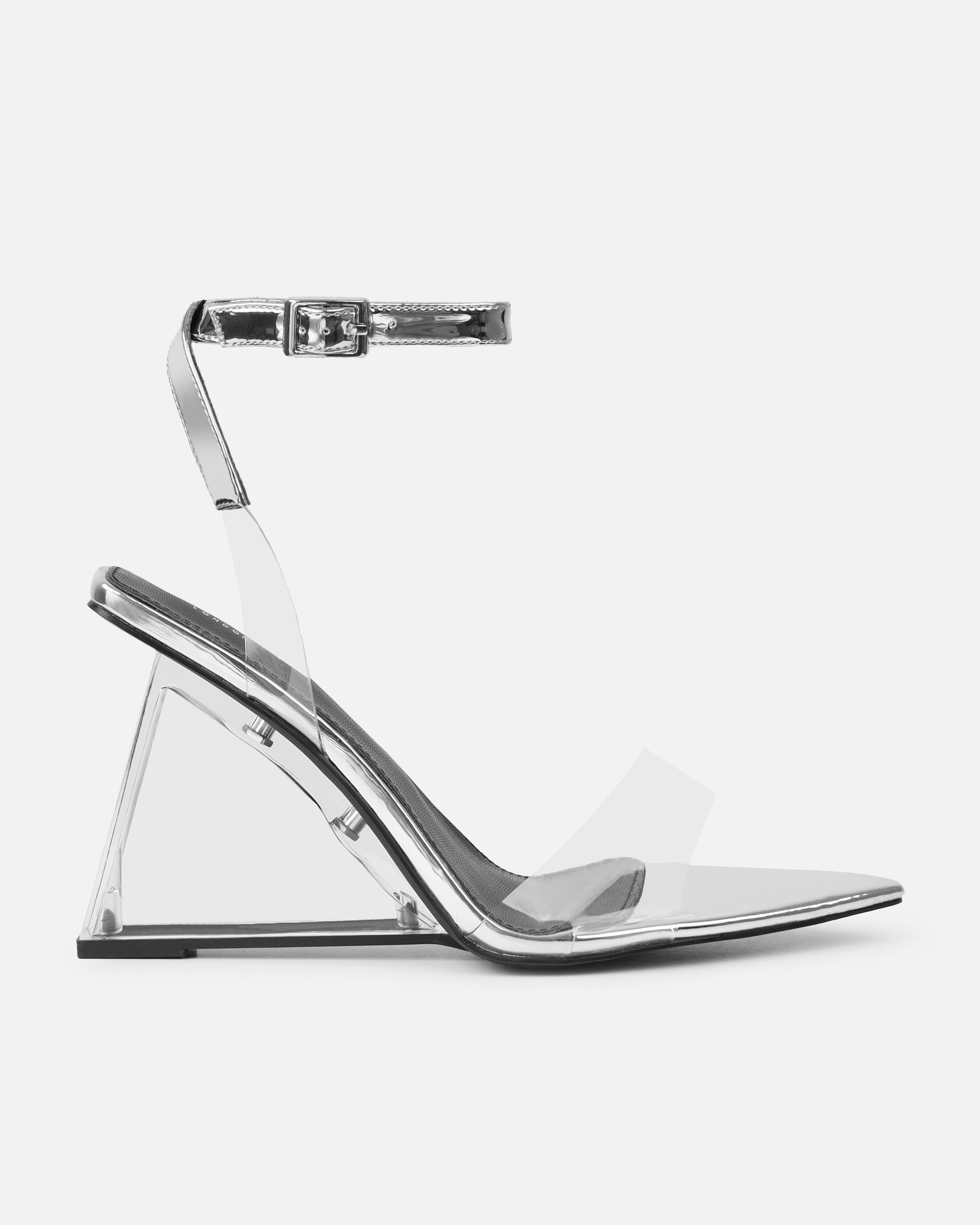 Bali Silver Mirror Clear Wedge Sandals | SIMMI London