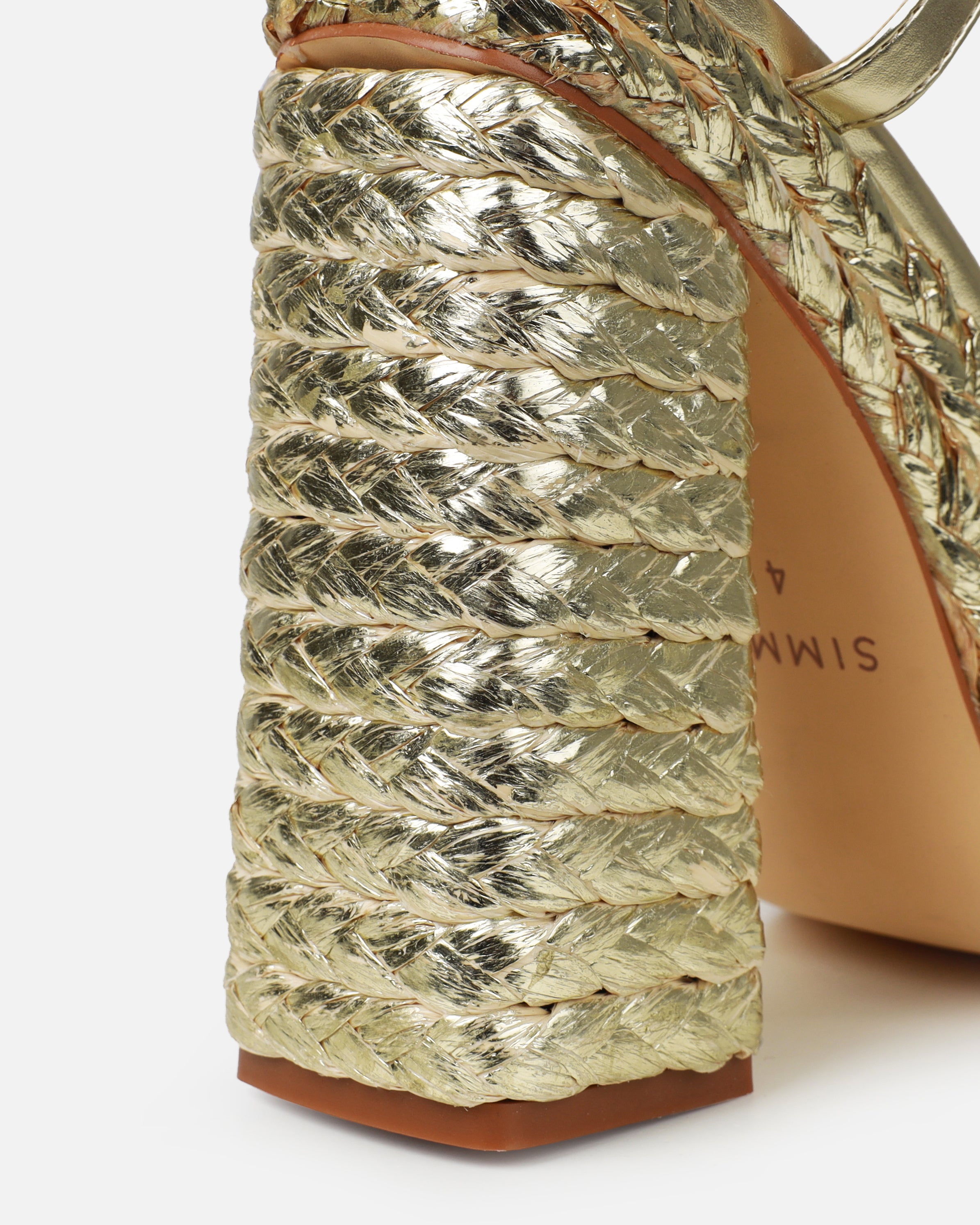 Bambi Gold Espadrille Platform Block Heels | SIMMI London