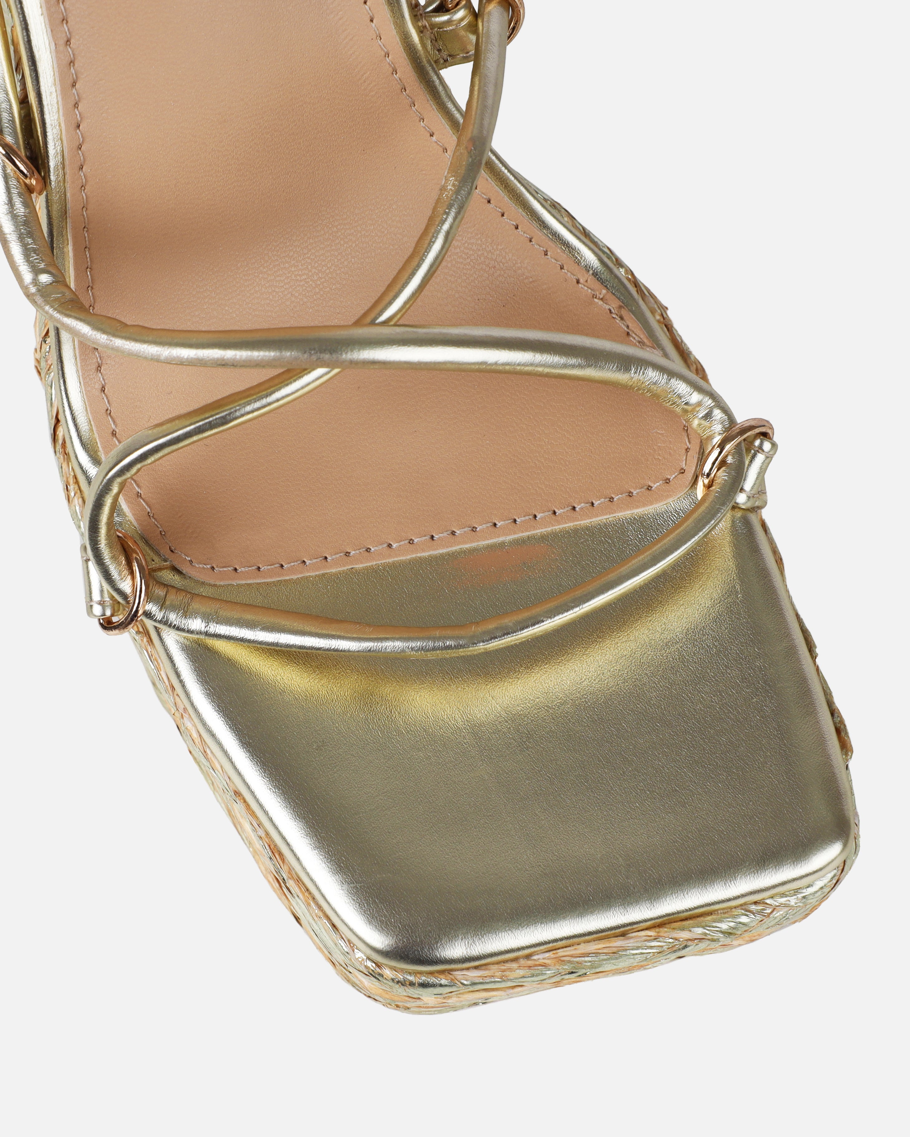 Bambi Gold Espadrille Platform Block Heels | SIMMI London