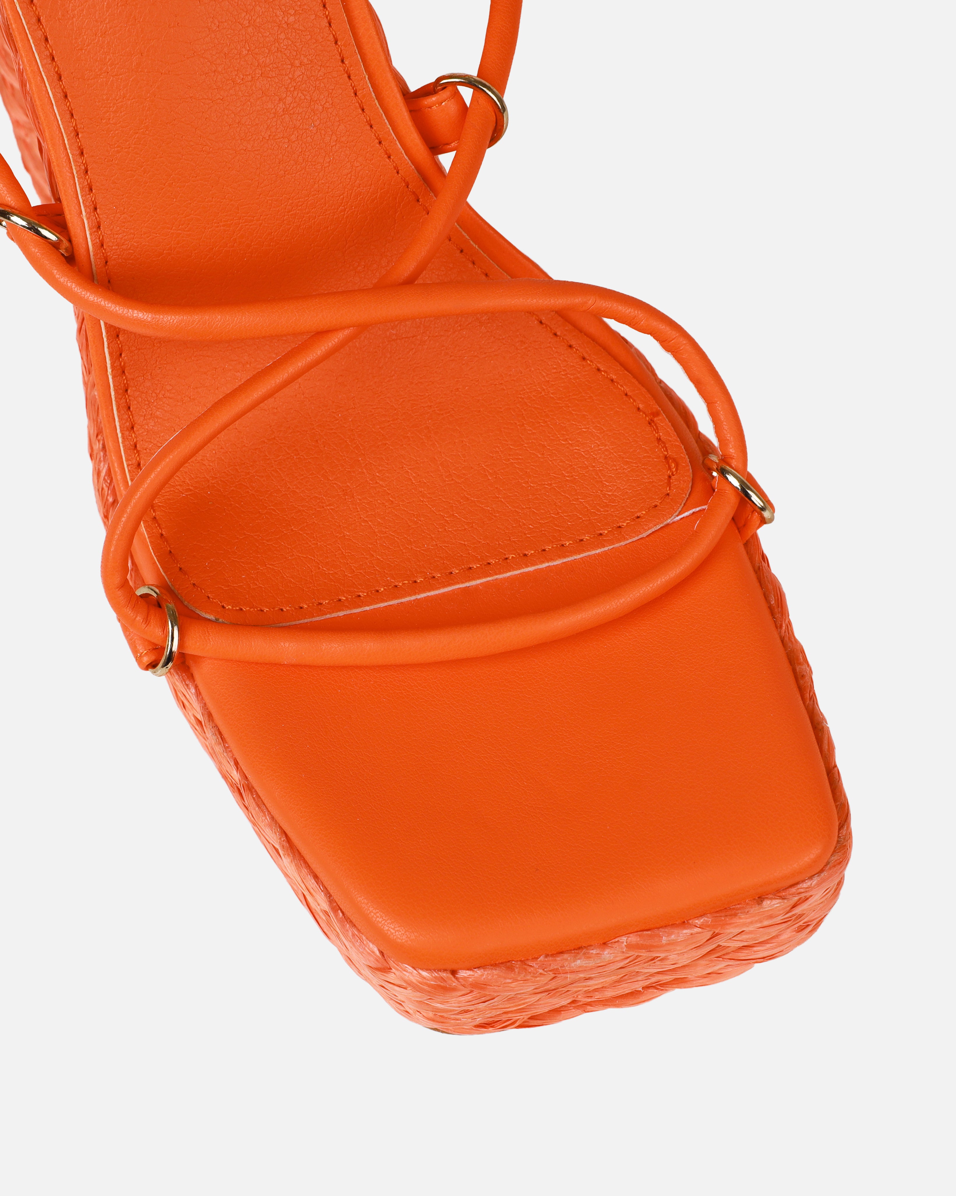 Bambi Orange Espadrille Platform Block Heels | SIMMI London