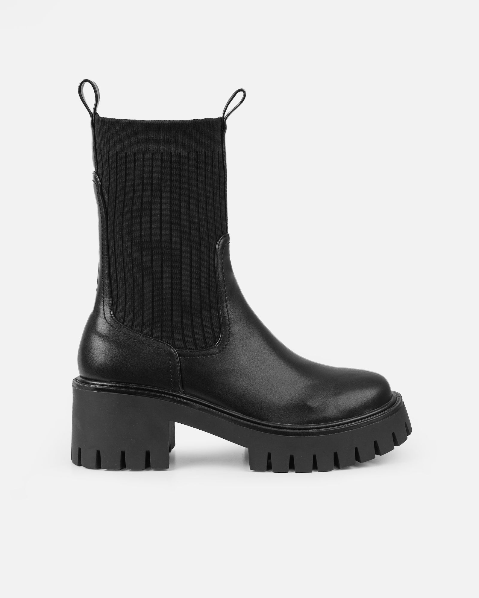 Albie Black Chunky Knitted Ankle Boots | Simmi London
