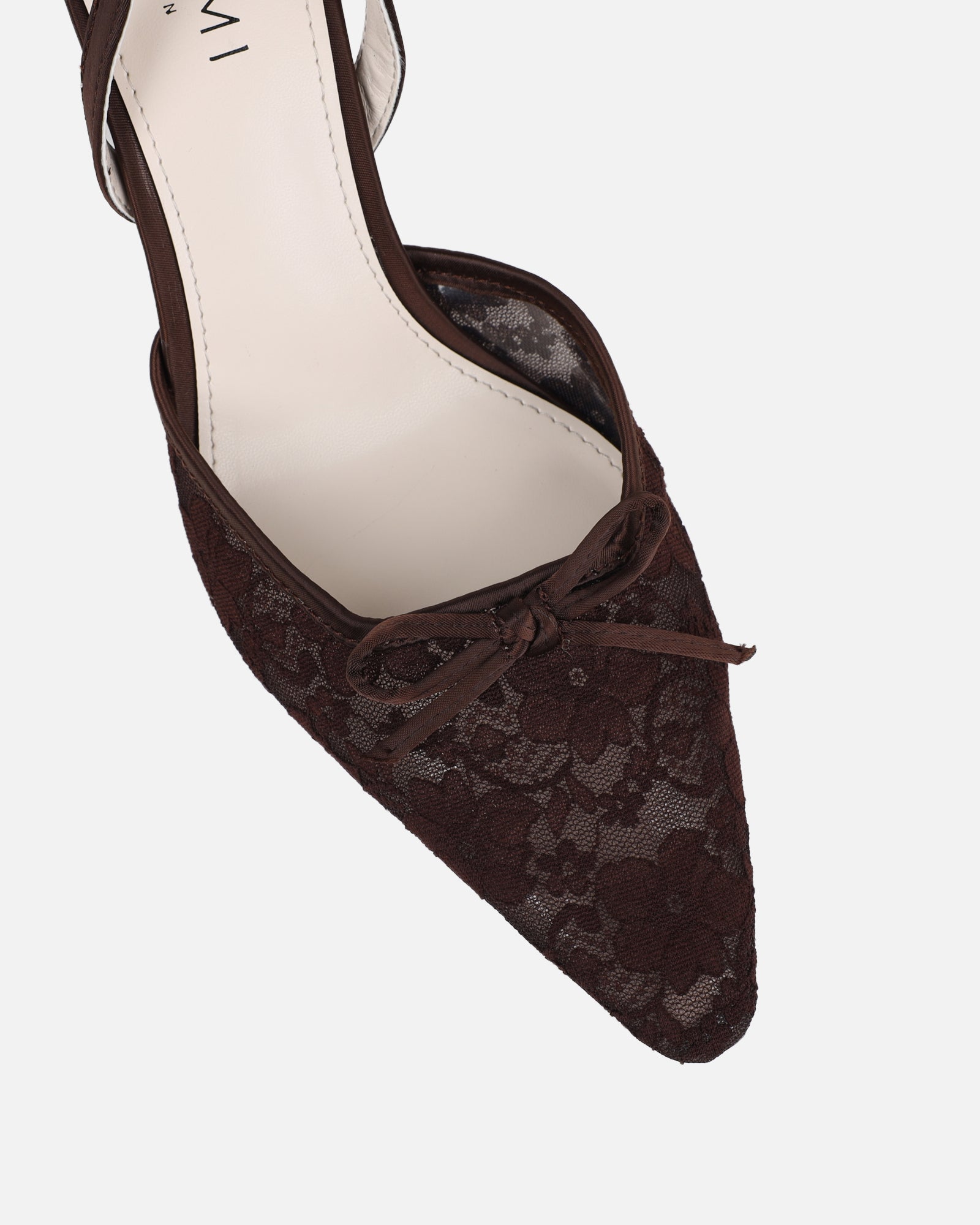 Bebee Brown Lace Bow Heeled Sandals | SIMMI London