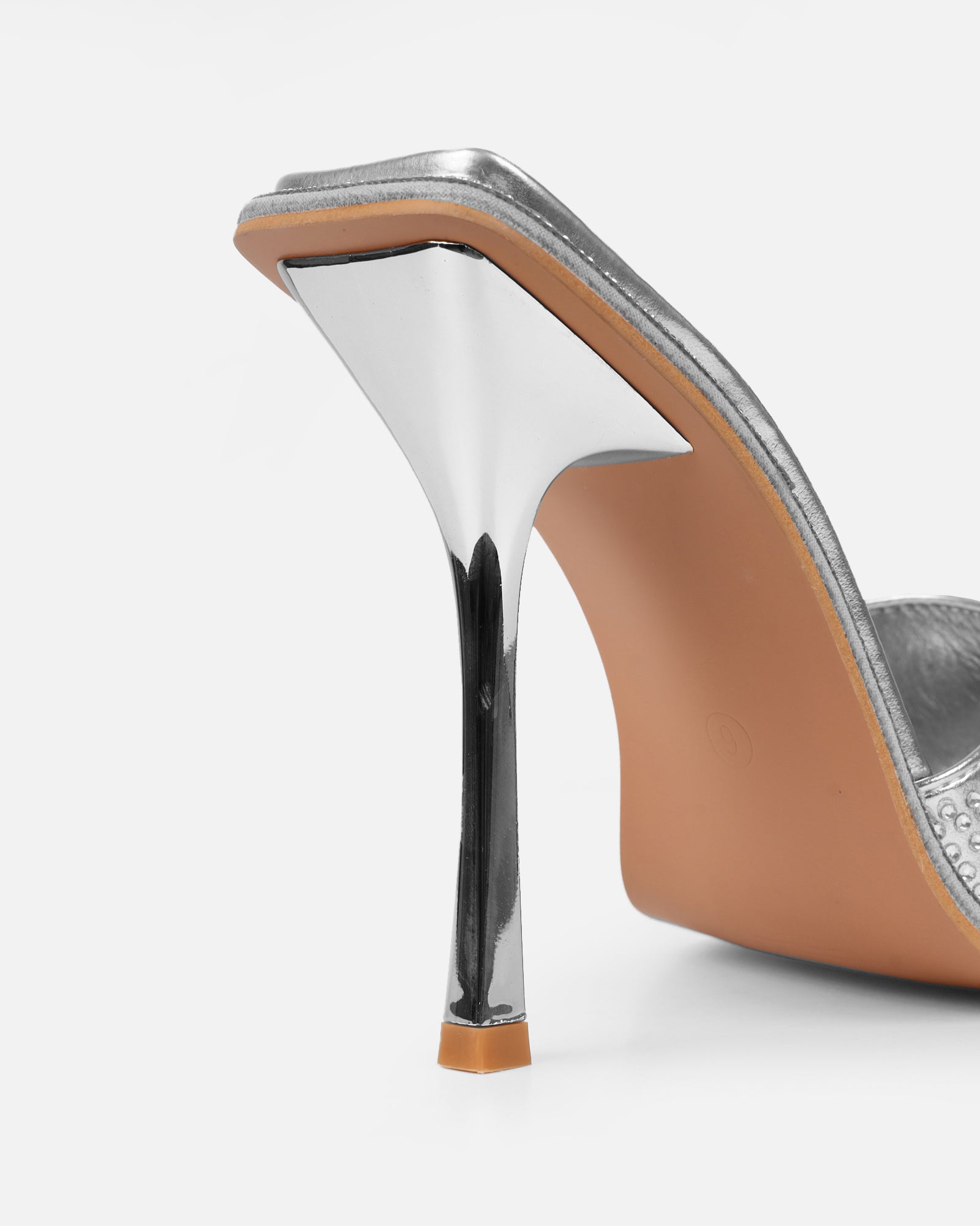 Birdie Silver Metallic Diamante Mules | SIMMI London