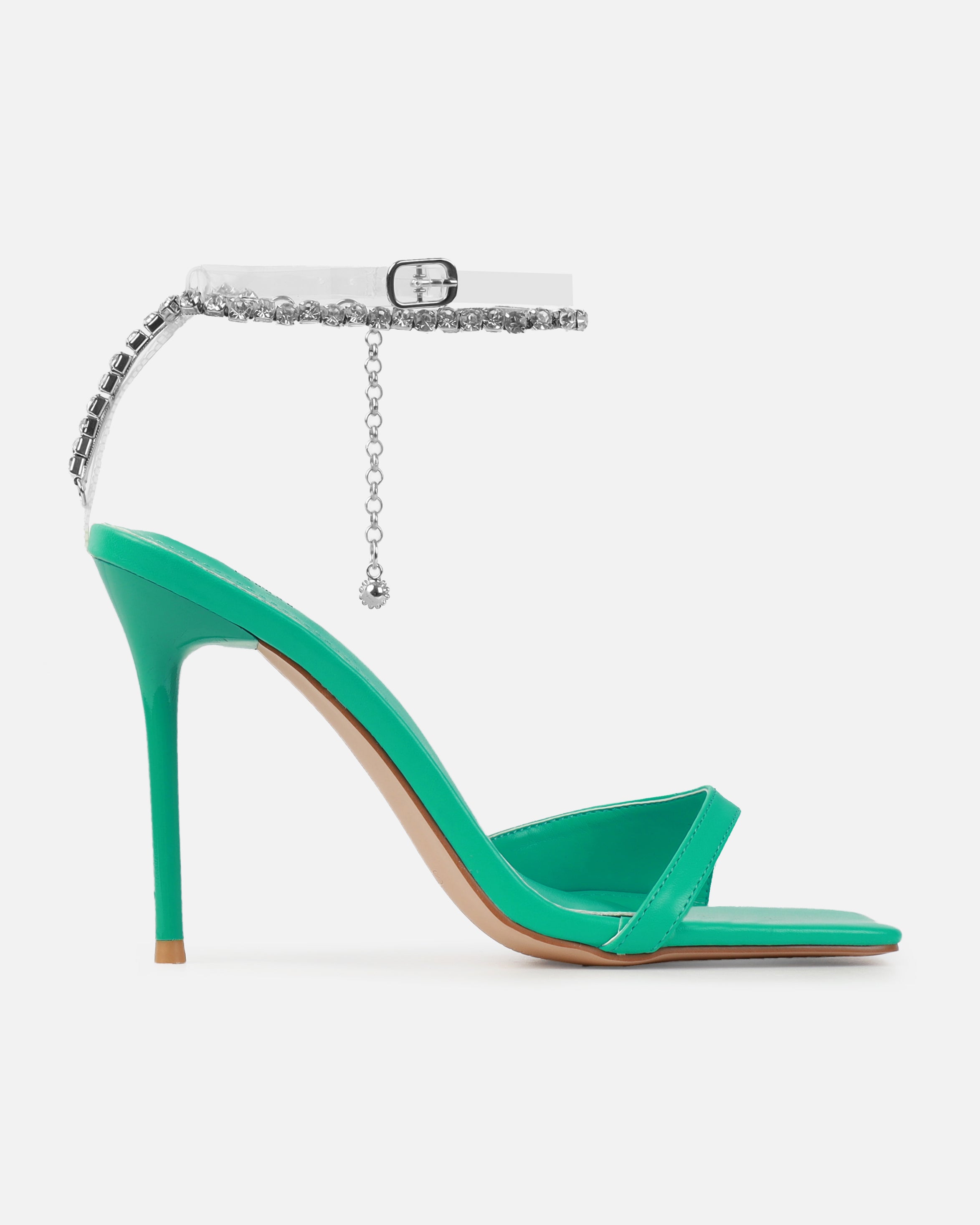 Romee Blue Diamante Chain Stiletto Heels | SIMMI London