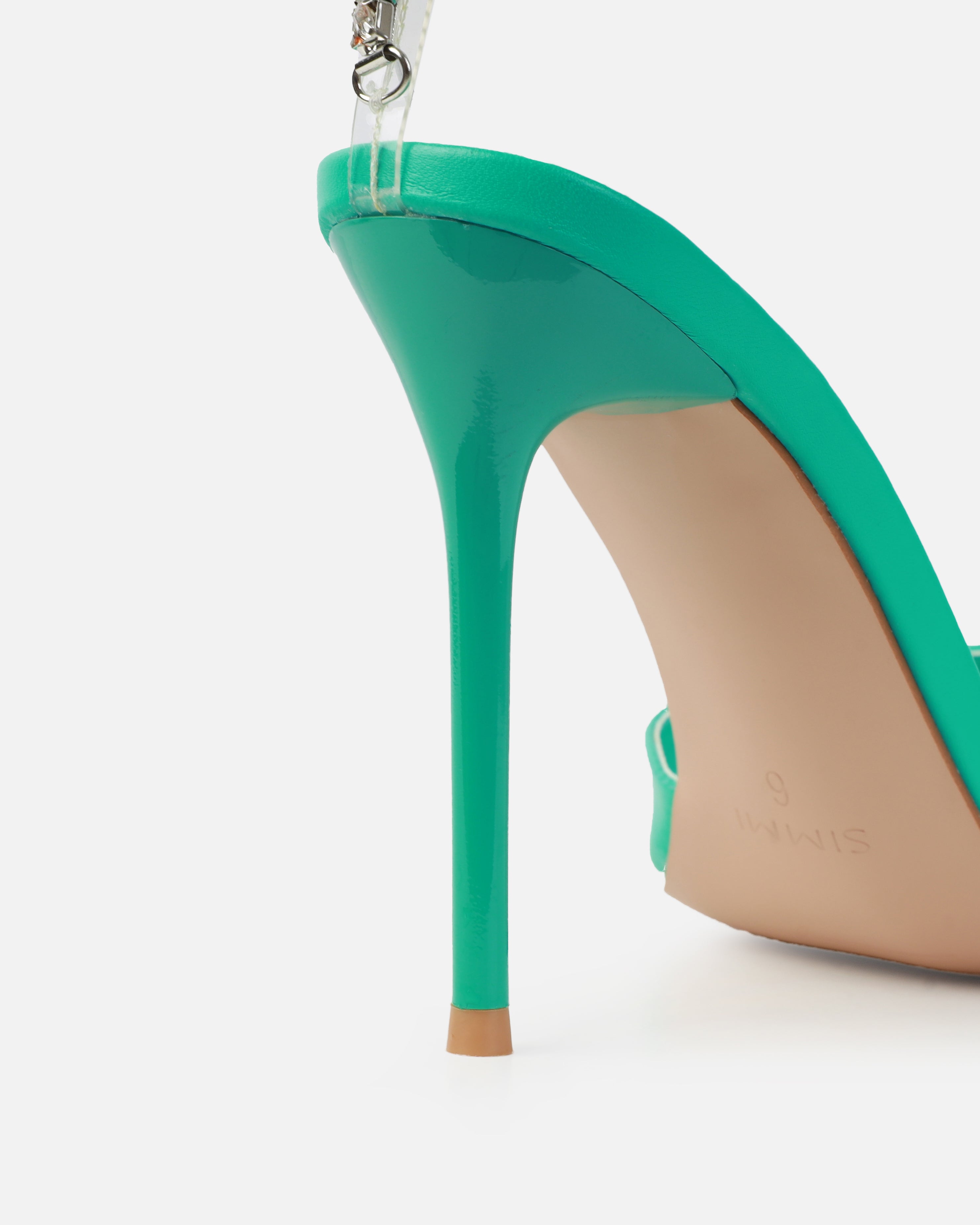 Romee Blue Diamante Chain Stiletto Heels | SIMMI London