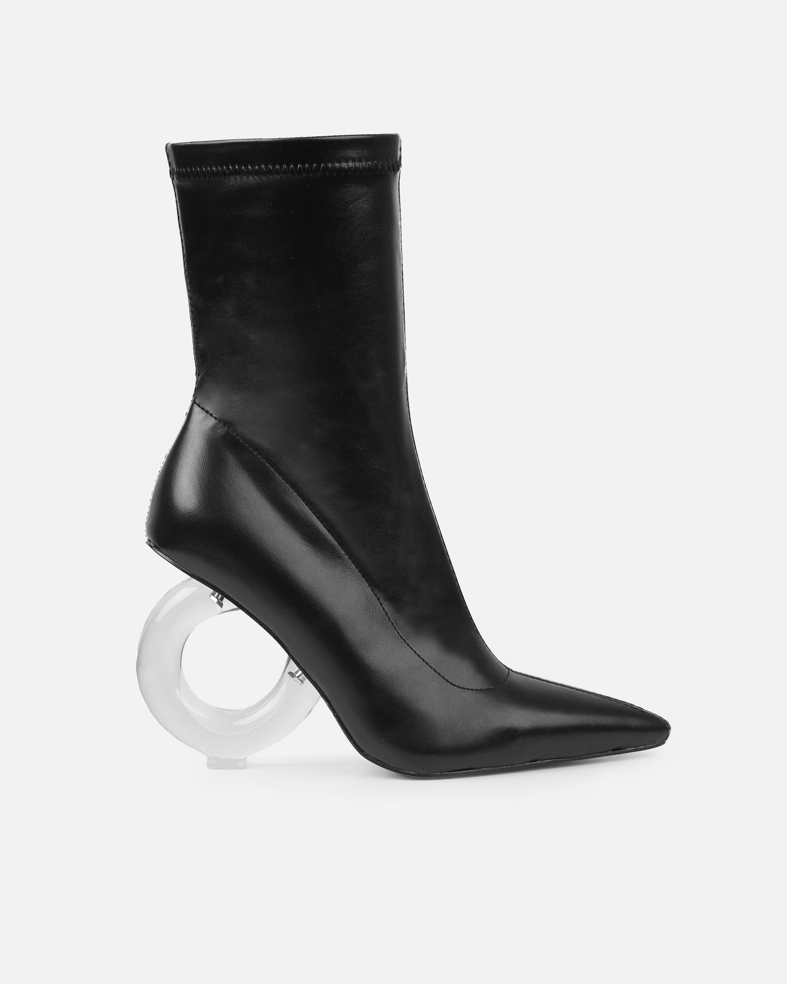 Brycen Black Clear Sculptural Heel Boots | SIMMI London