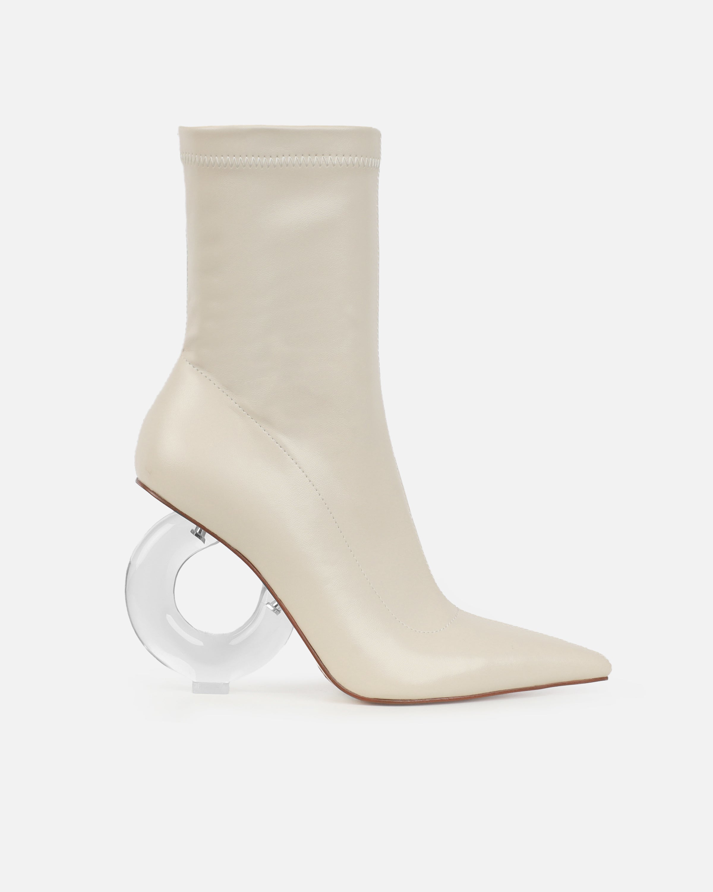 Brycen Stone Clear Sculptural Heel Boots | SIMMI London