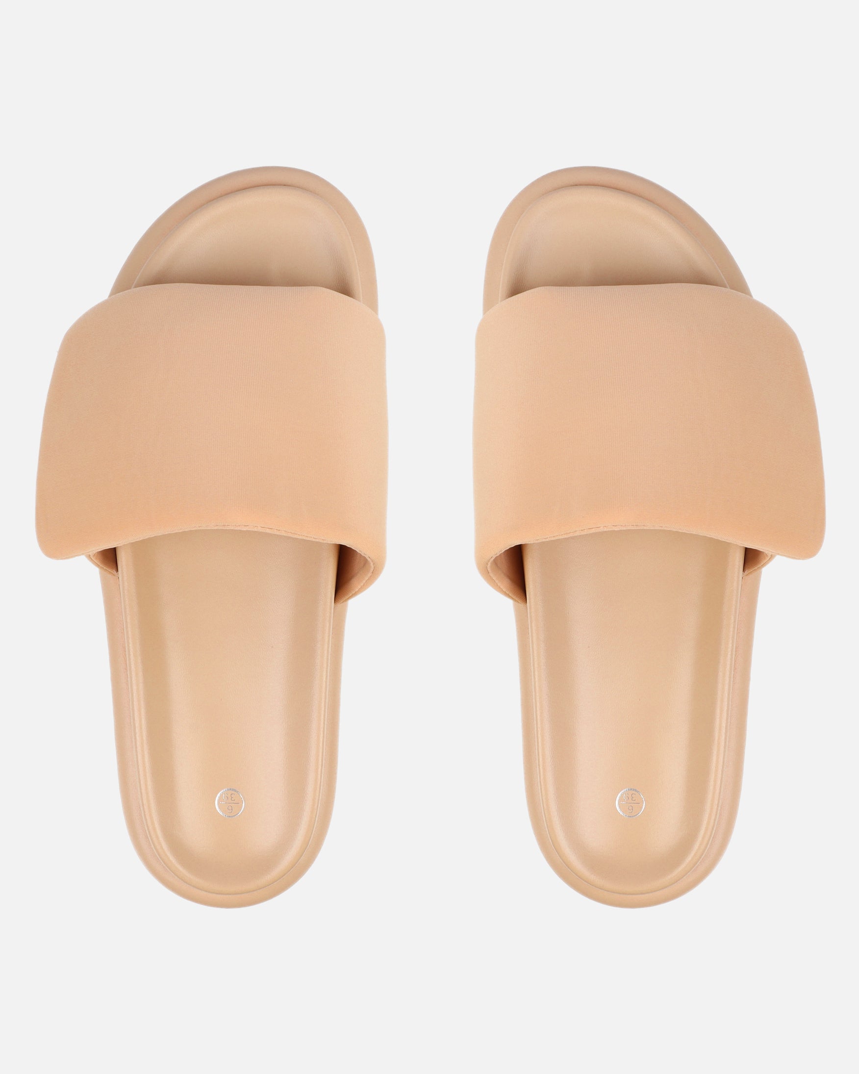 Cactus Beige Padded Slider Sandals | SIMMI London