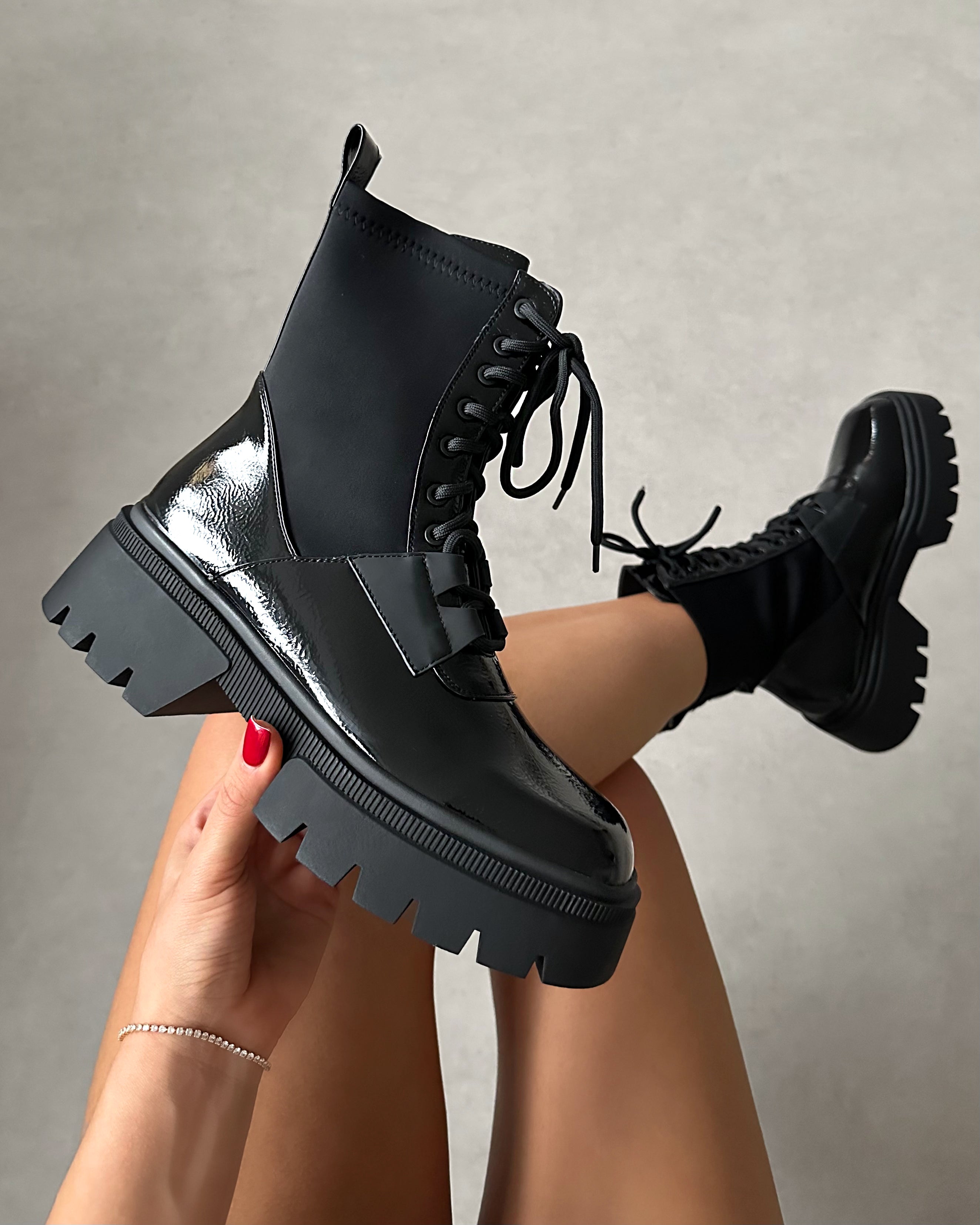 Camden Black Chunky Lace Detail Boots | SIMMI London