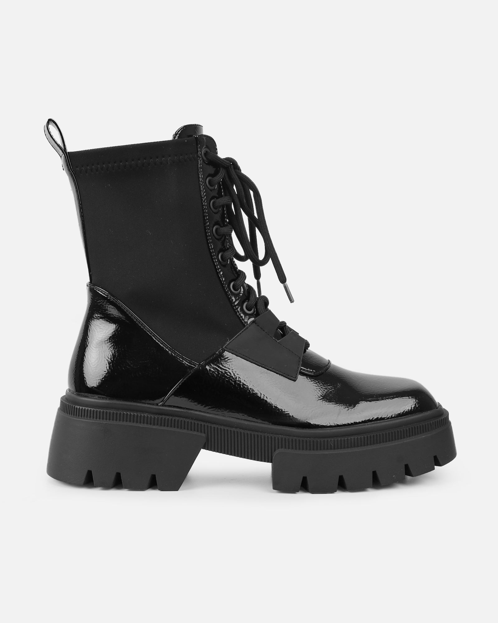 Camden Black Chunky Lace Detail Boots | SIMMI London