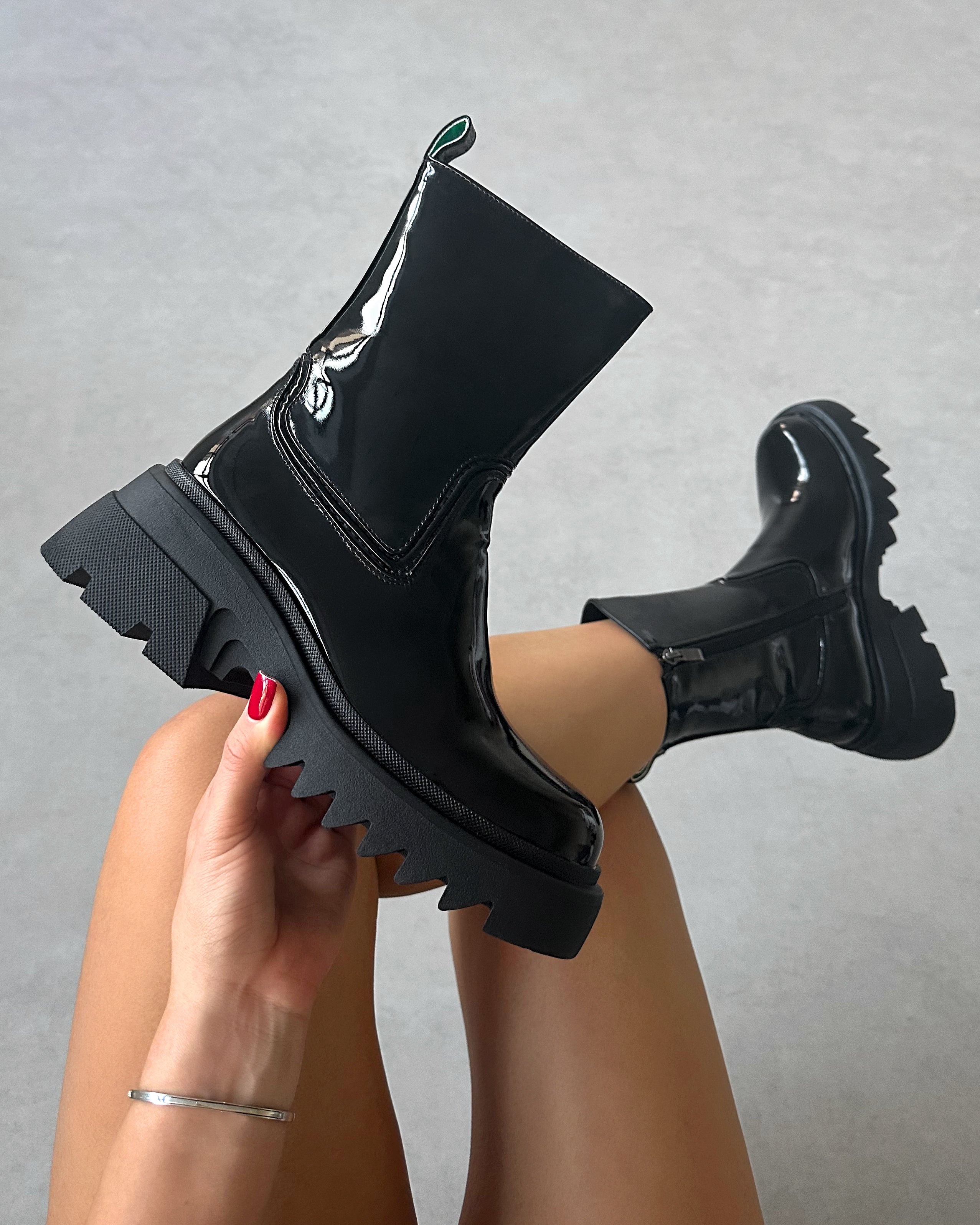 Candace Black Patent Ankle Boots | SIMMI London