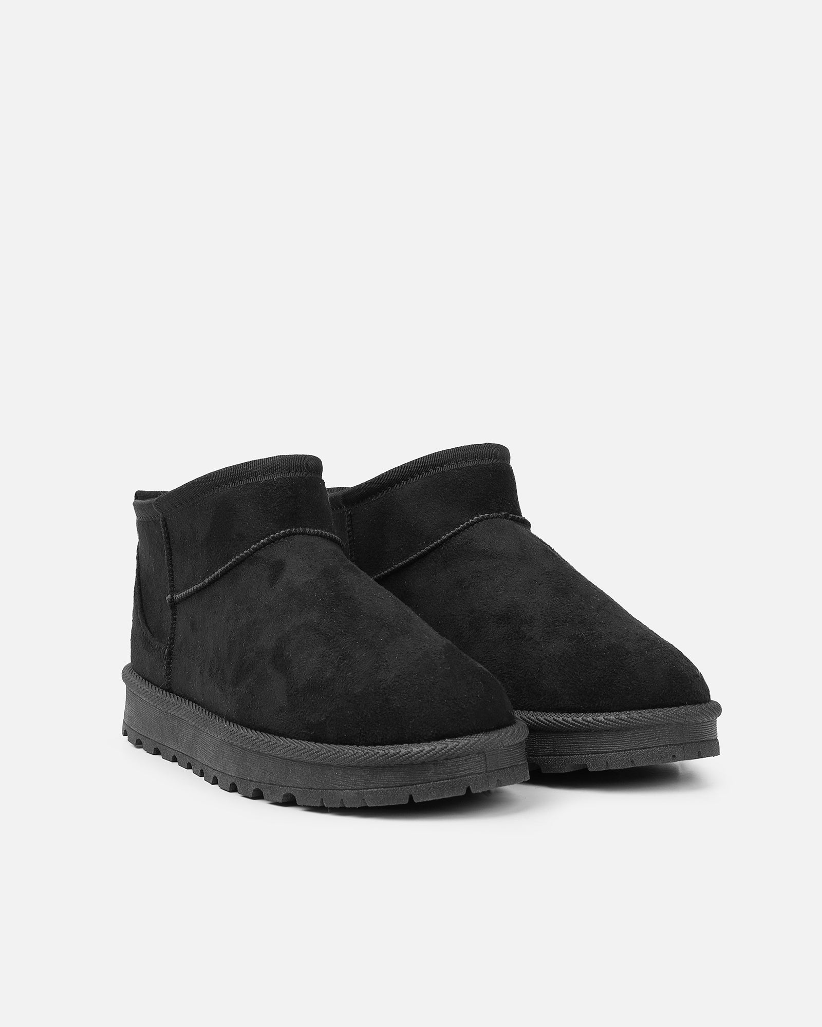Cari Black Faux Suede Ultra Low Boots | SIMMI London