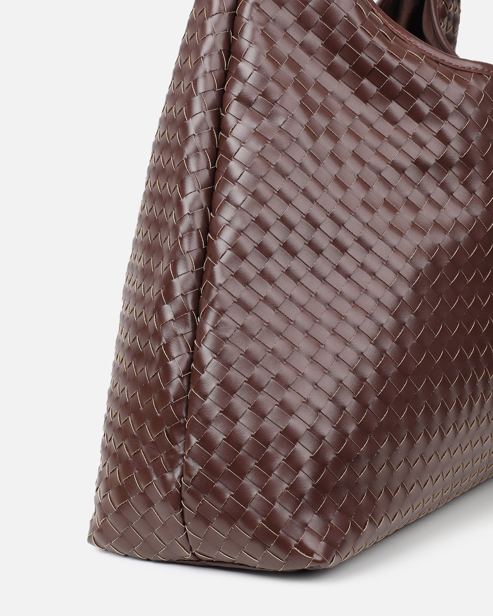 Caria Brown Woven Shoulder Bag | SIMMI London