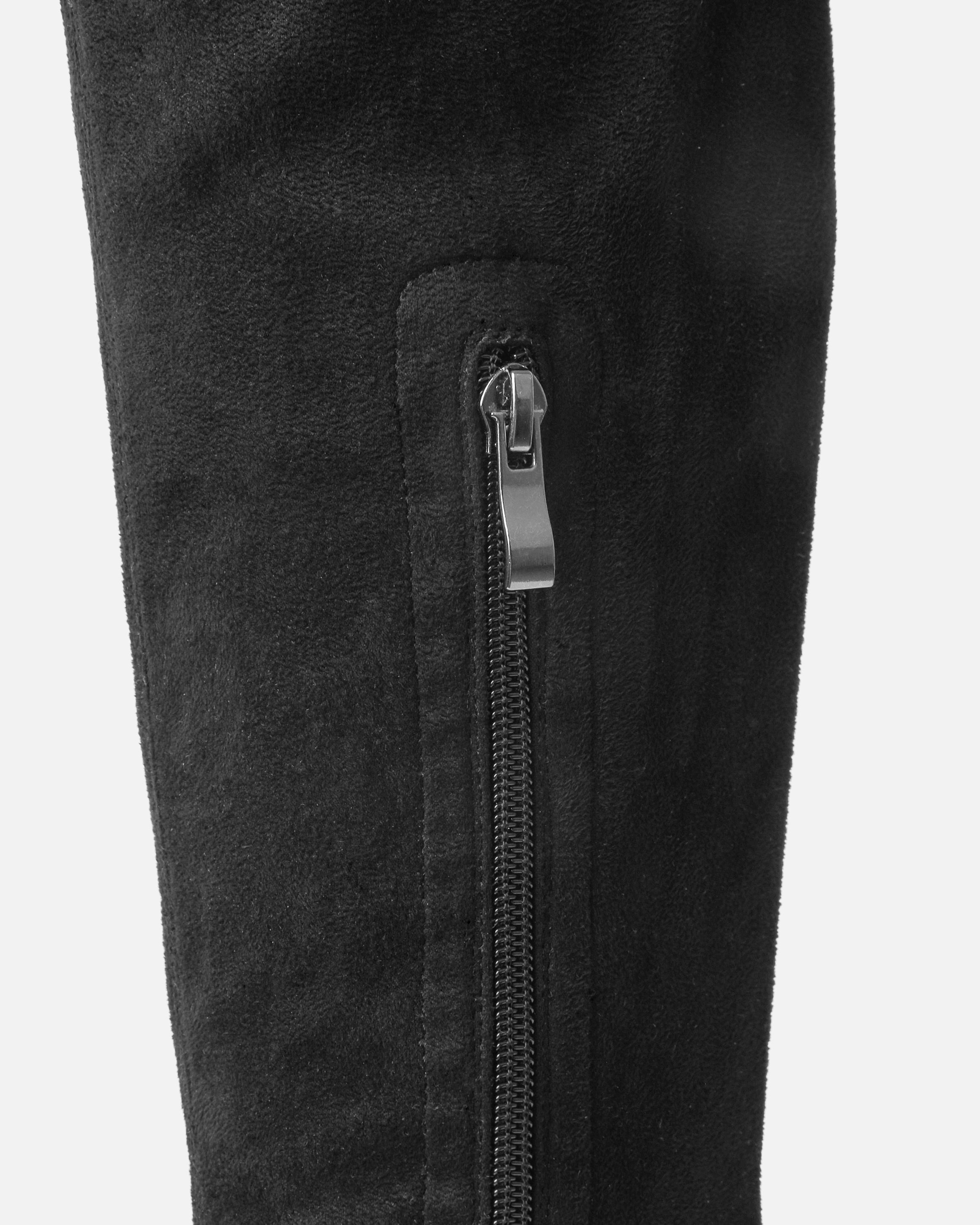 Dustin Black Faux Suede Stretch Flat Over The Knee Boots | SIMMI London