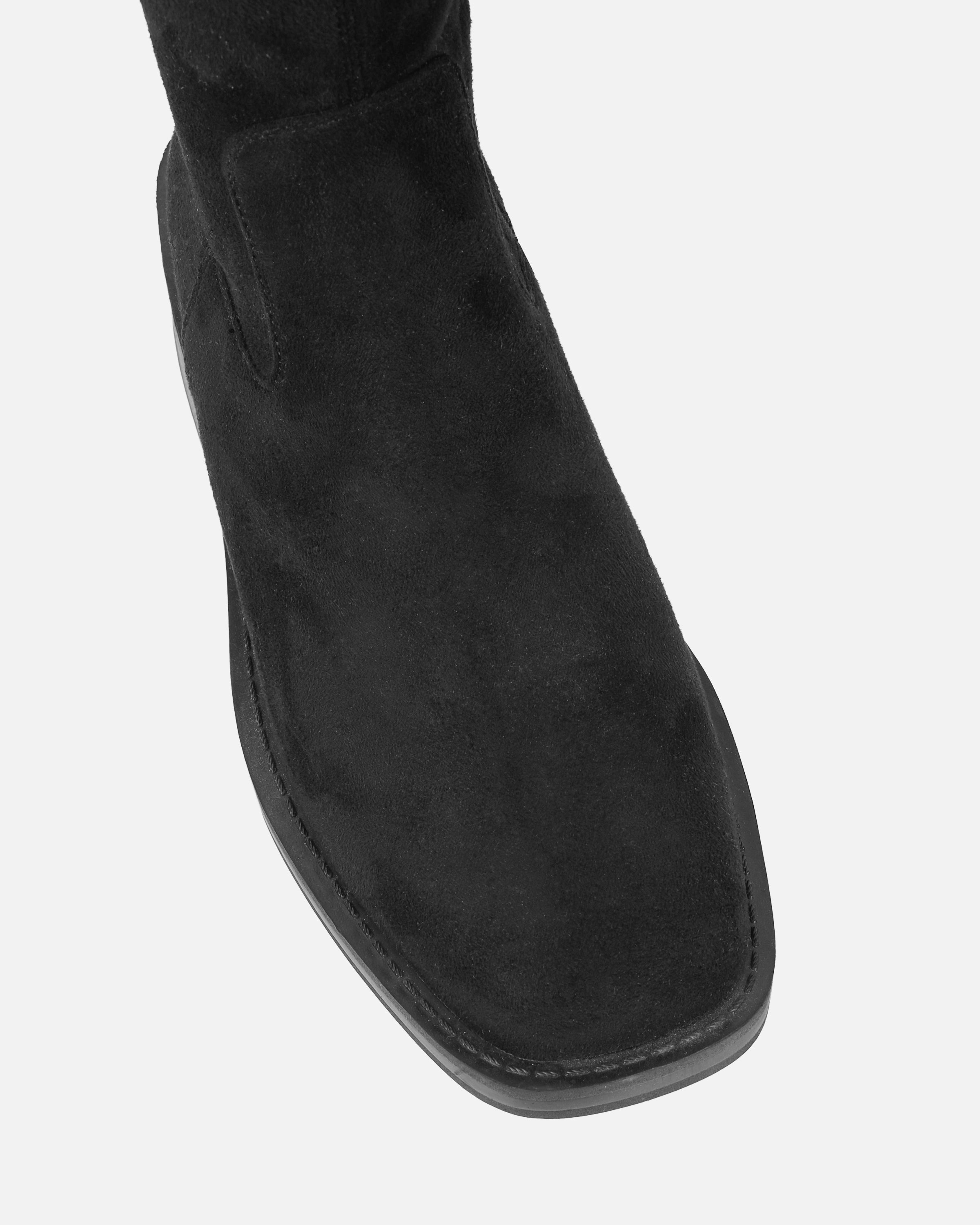 Dustin Black Faux Suede Stretch Flat Over The Knee Boots | SIMMI London