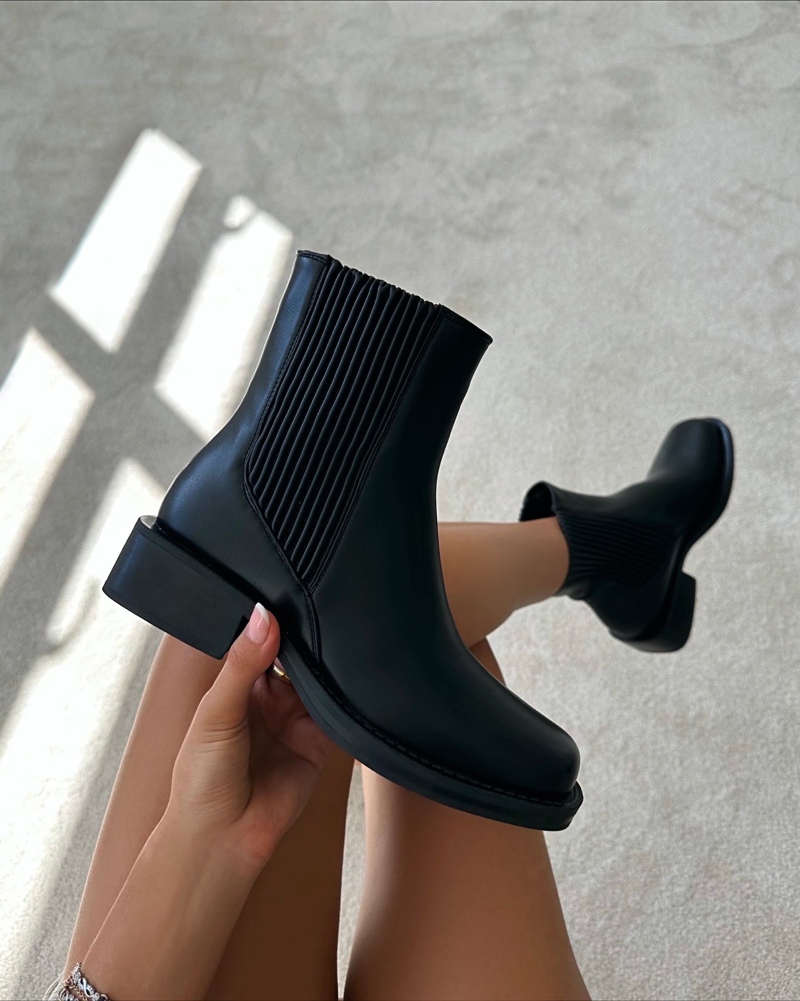 Leroy Black Flat Ankle Boots | SIMMI London